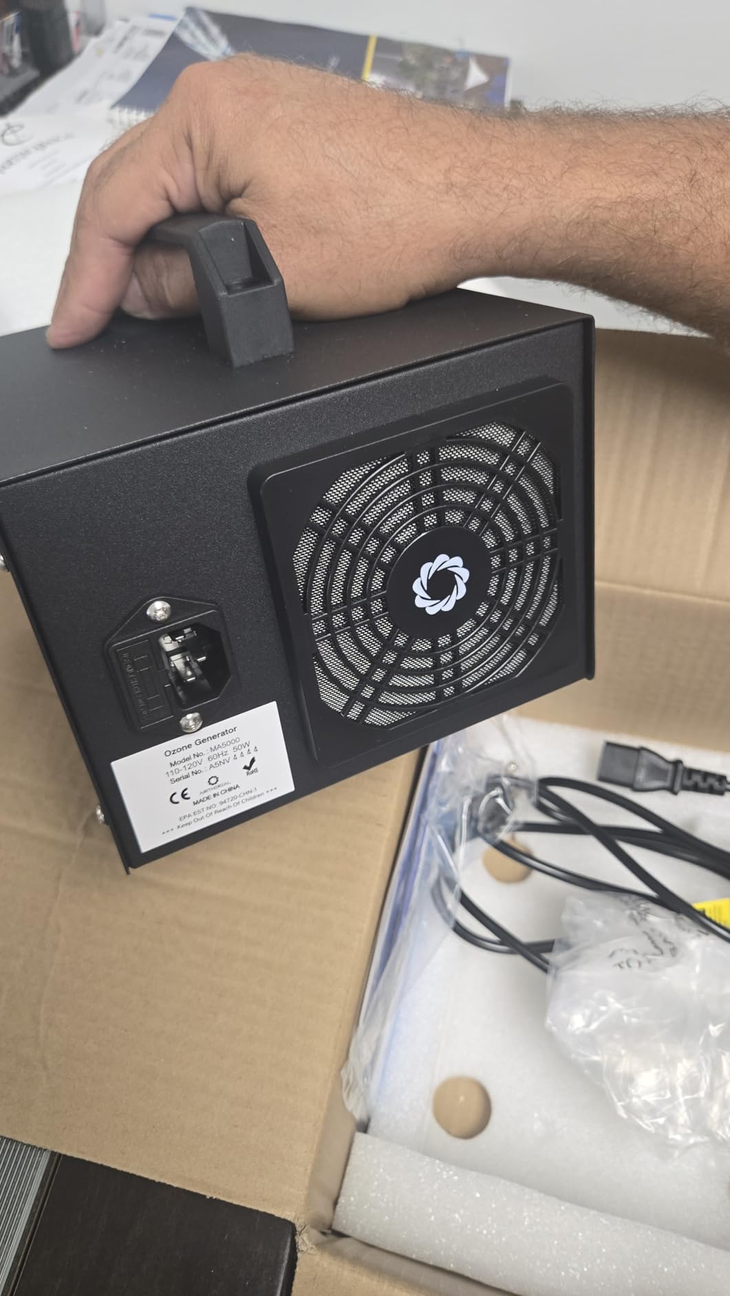 Airthereal MA5000 Commercial Ozone Generator, High Capacity Ozone Machine Odor Removal - Home Air Ionizers O3 Deodorizer for Rooms, Smoke, Cars and Pets, Eliminate Odors up to 2000sq.ft., Black customer photo 1