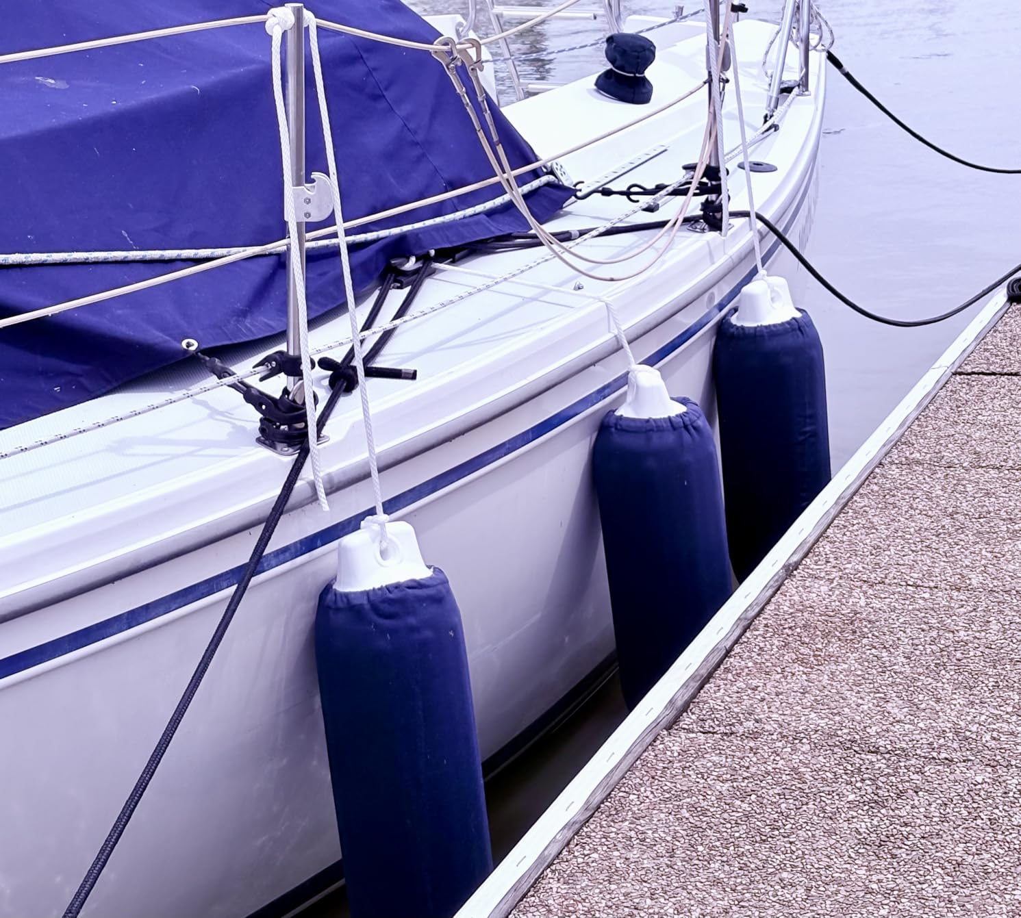 VIVOHOME Vinyl Ribbed Boat Fenders 4 Pack, Boat Bumpers with Ropes, Needles, and Pump to Inflate customer photo 1