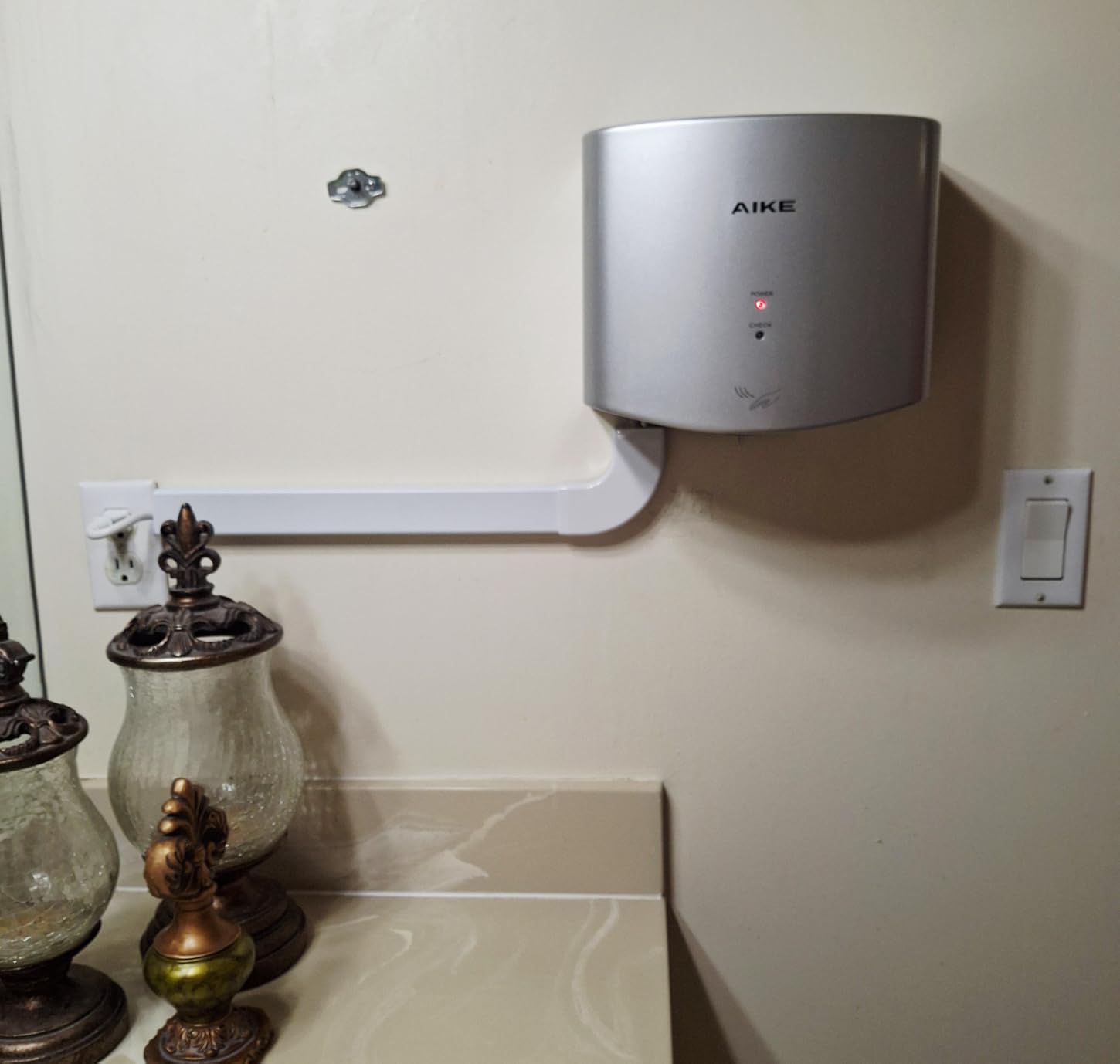 AIKE Air Wiper Compact Hand Dryer 110V 1400W Silver (with 2 Pin Plug) Model AK2630S customer photo 2
