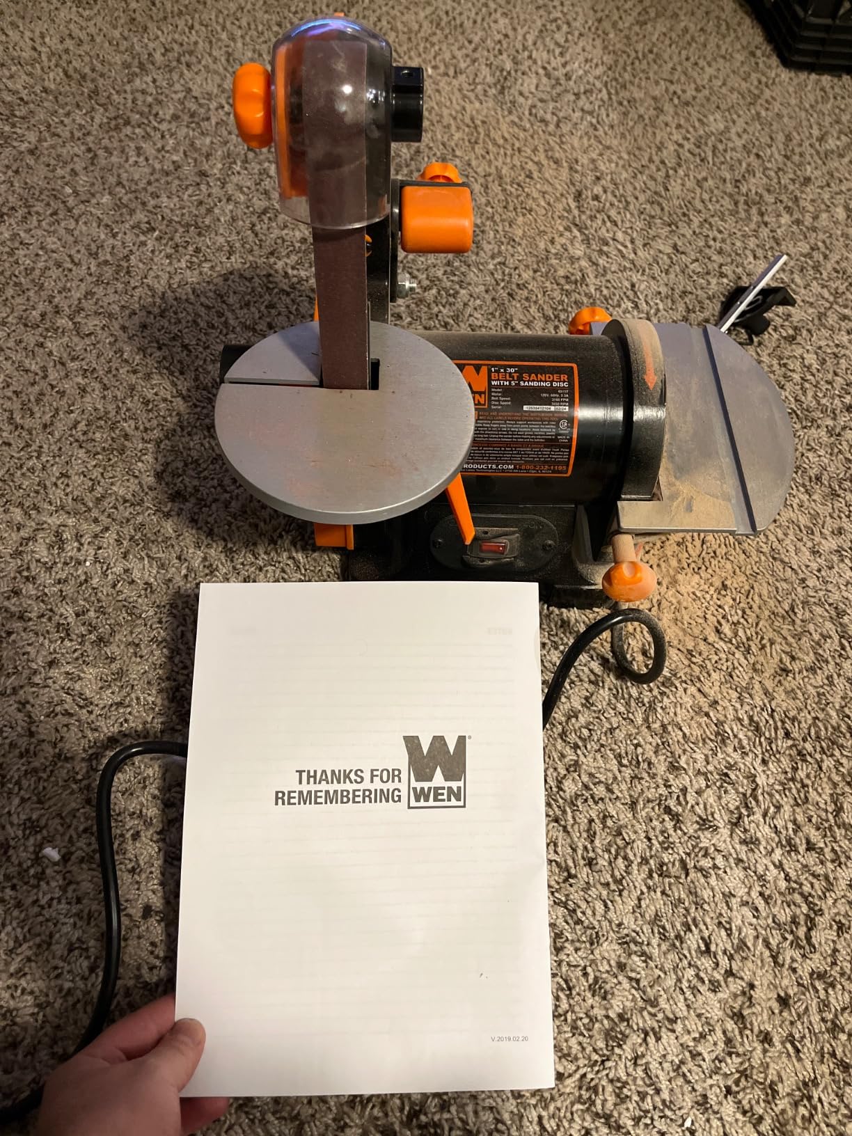 WEN Benchtop Belt and Disc Sander with 1 x 30 in. Belt and 5 in. Sanding Disc (6515T) customer photo 1