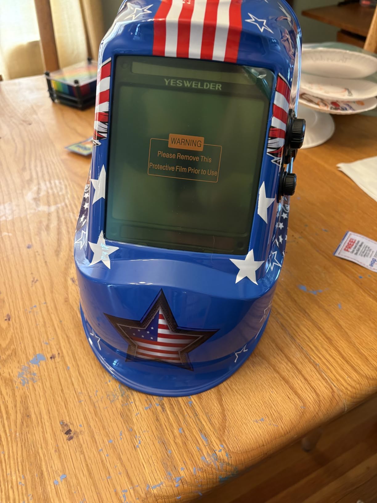 YESWELDER Large View Auto Darkening Welding Helmet, Blue Light Blocking, 1/1/1/1 True Color Solar Powered Welder Hood Mask with 4 Arc Sensors, Wide Shade 3/5-9/9-13 for TIG MIG ARC Cut and Grind customer photo 1