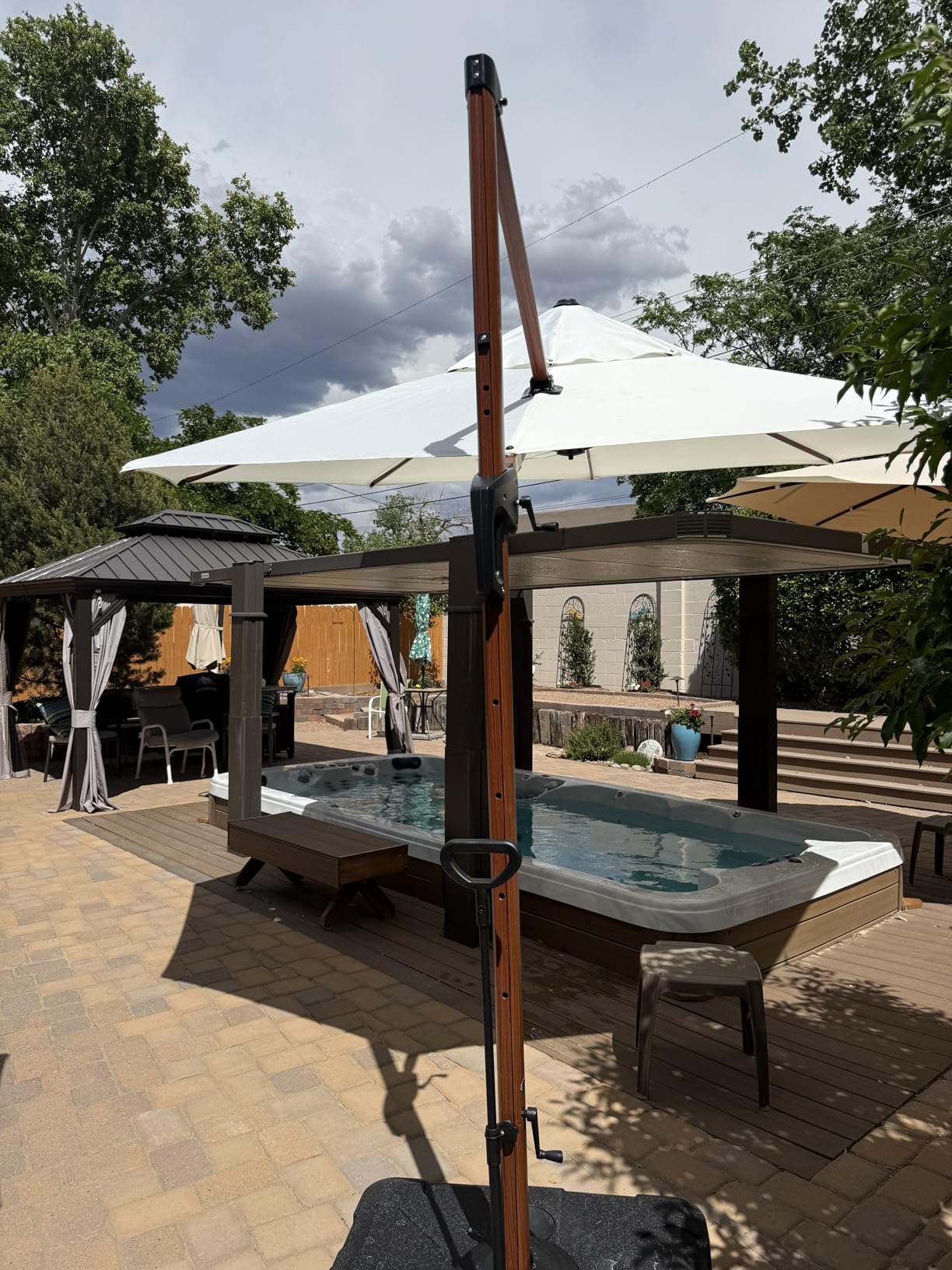 PURPLE LEAF 11ft Patio Umbrella Outdoor Round Umbrellas Large Cantilever Umbrella Windproof Offset Umbrellas Heavy Duty Sun Umbrella for Garden Deck Pool Patio, Cream customer photo 2