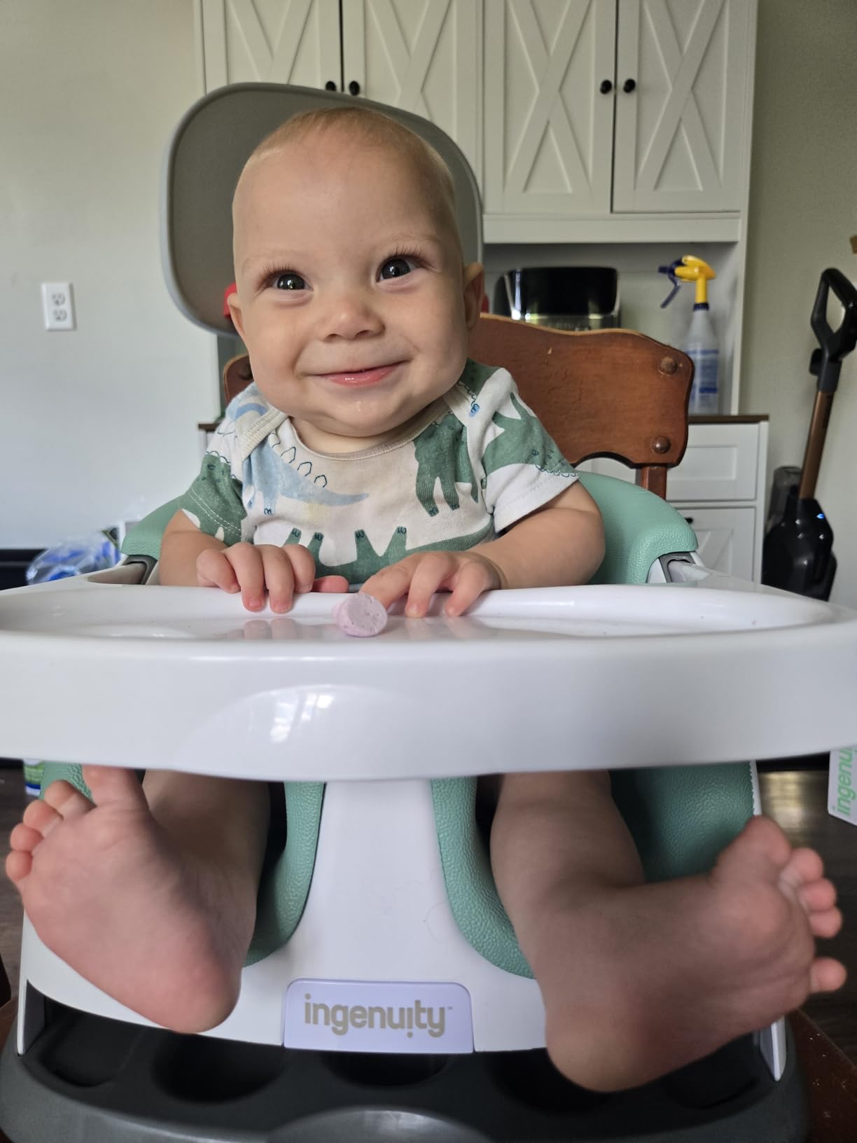 Ingenuity Baby Base 2-in-1 Booster Feeding and Floor Seat with Self-Storing Tray - Slate customer photo 1