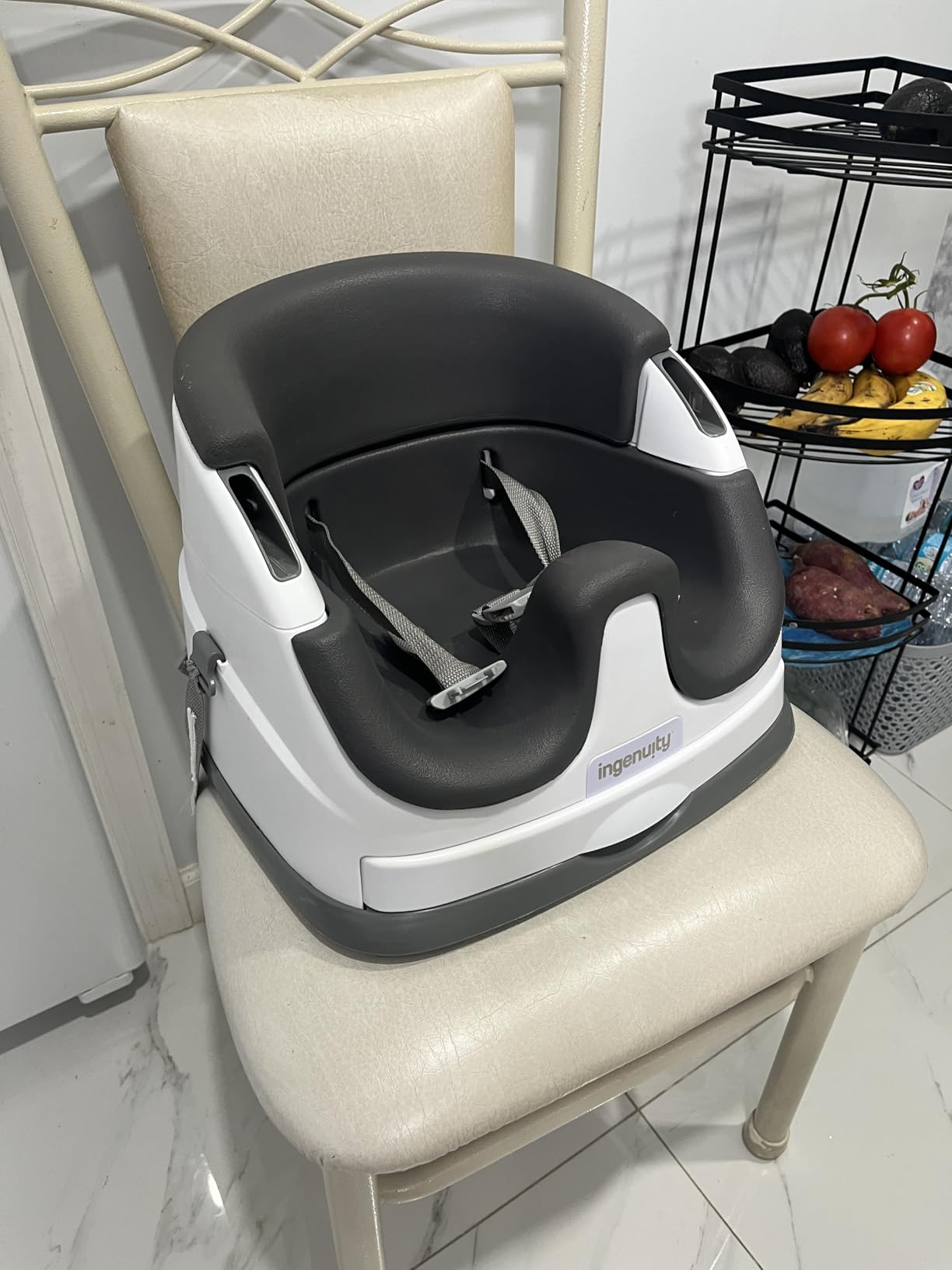 Ingenuity Baby Base 2-in-1 Booster Feeding and Floor Seat with Self-Storing Tray - Slate customer photo 2