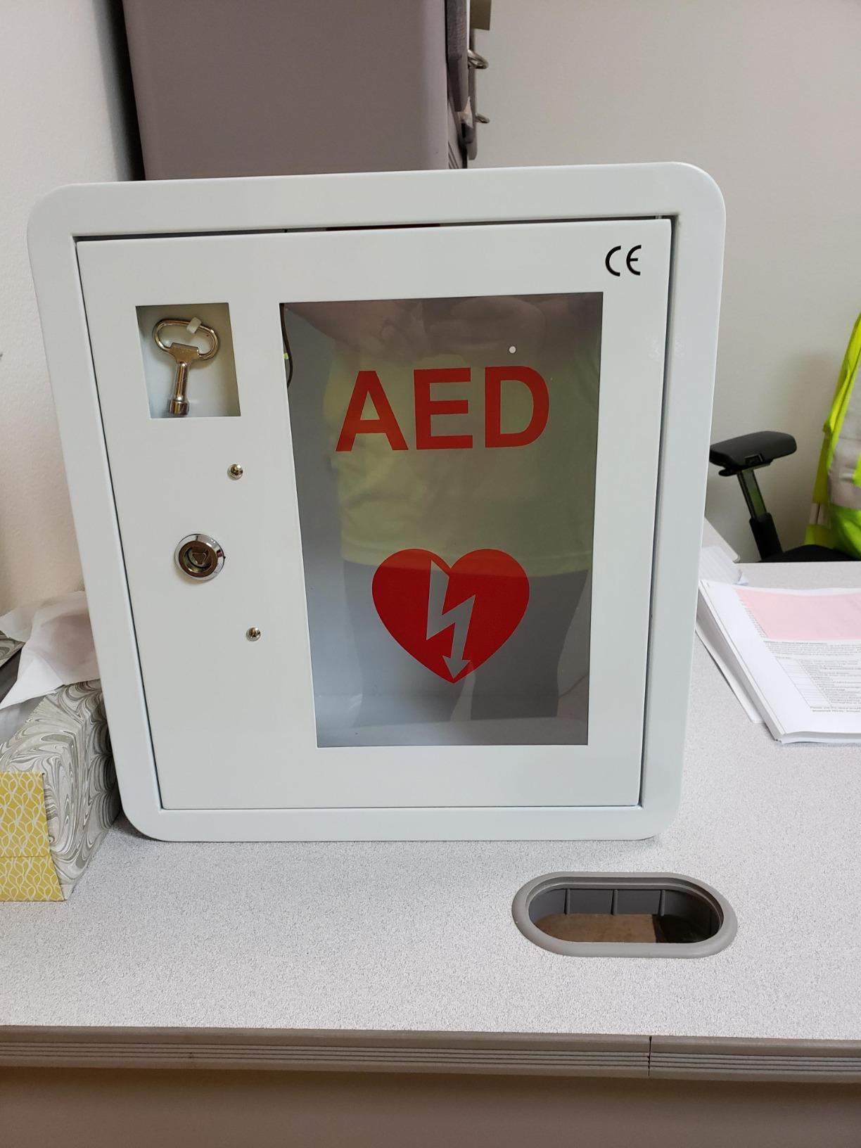 AED Defibrillator Wall Mounted Cabinet, Metal Steel Plate Storage Cabinet with Alarm and Light, fits All Brands Cardiac Science, 14.2 x 7.9 x 15.8 Inches customer photo 2