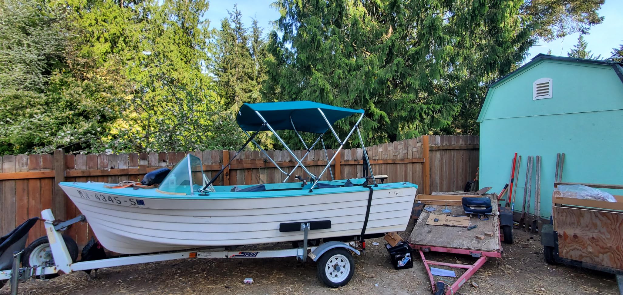 Seamander 10 Colors, 3 Bow 4 Bow Bimini Top for Boat, Includes 4 Straps, 2 Rear Support Poles, Mounting Hardware, Storage Boot with 1
