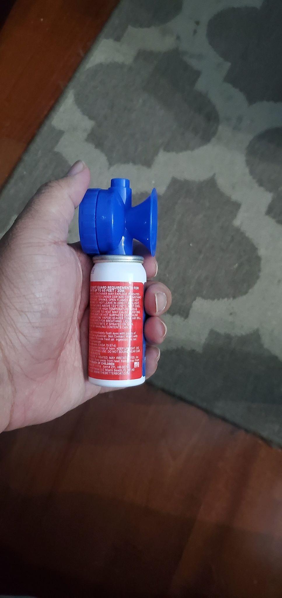 Air Horn 1.4 oz 120 dB, Compact Emergency Signal Horn for Boating Safety Walking Camping, Handheld Fog Horn Heard 1/2 Mile, Made in USA - Better Boat customer photo 2