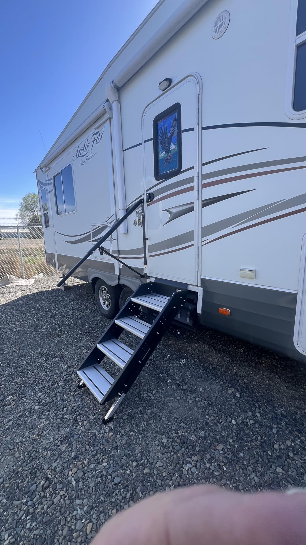 Lippert Components - 791572 Solid Step Triple Step for RV and Travel Trailer Entry Doorway Black 26-inch customer photo 1