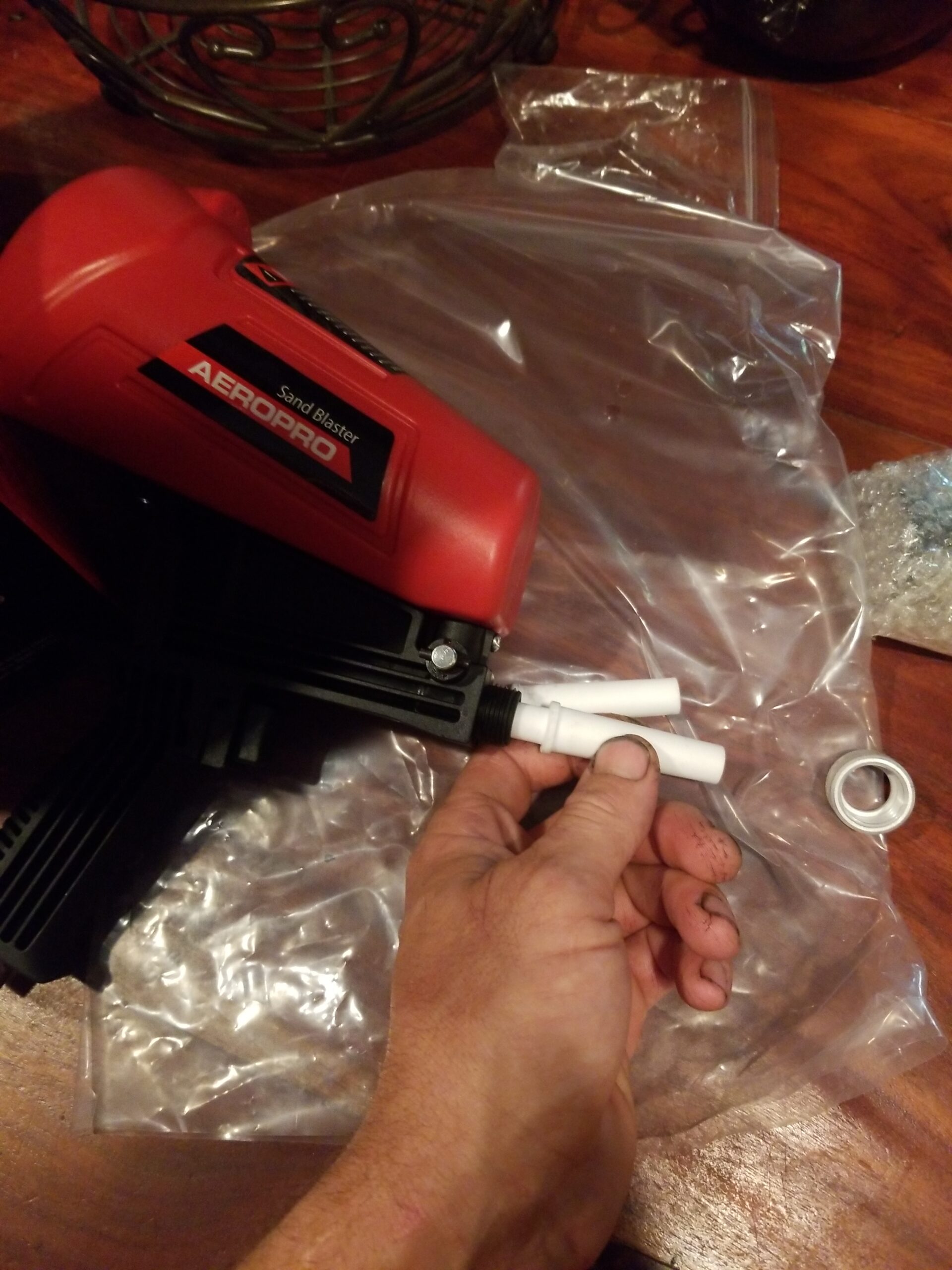 TCP Global Gravity Feed Sand Blaster Gun Kit - Portable Air Compressor Sandblaster, 2 Ceramic Nozzles & Regulator - Abrasive Media & Soda Blaster customer photo 2