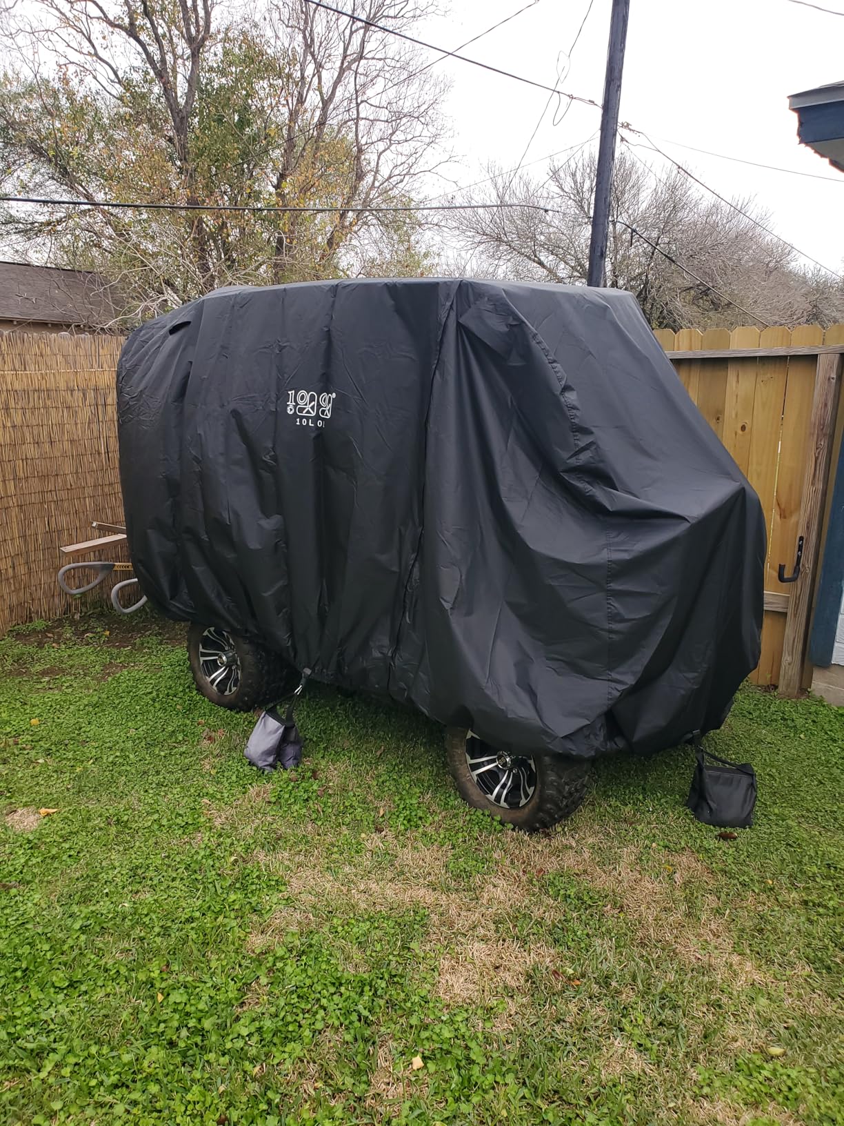 10L0L Golf Cart Cover 2/4/4+2 Passenger for Yamaha EZGO Club Car, Heavy Duty 420D Waterproof Windproof Durable Oxford Golf Cart Cover with 3 Zipper Doors for All-Weather Protection (Black/Silver) customer photo 1