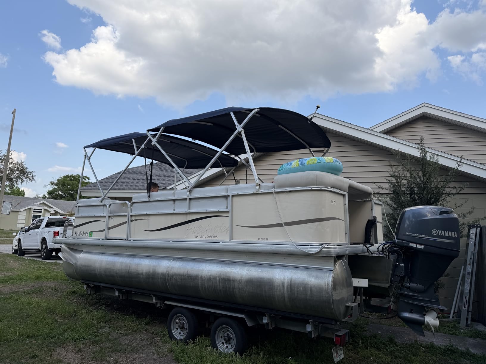 SavvyCraft 4 Bow Bimini Top Replacement Cover 9 Colors Options 8ft and 10ft Long, Durable Marine Grade Canvas Sun Shade Boat Canopy, Easy Install Zipper Sleeves, Replacement Canvas Only No Frame customer photo 1