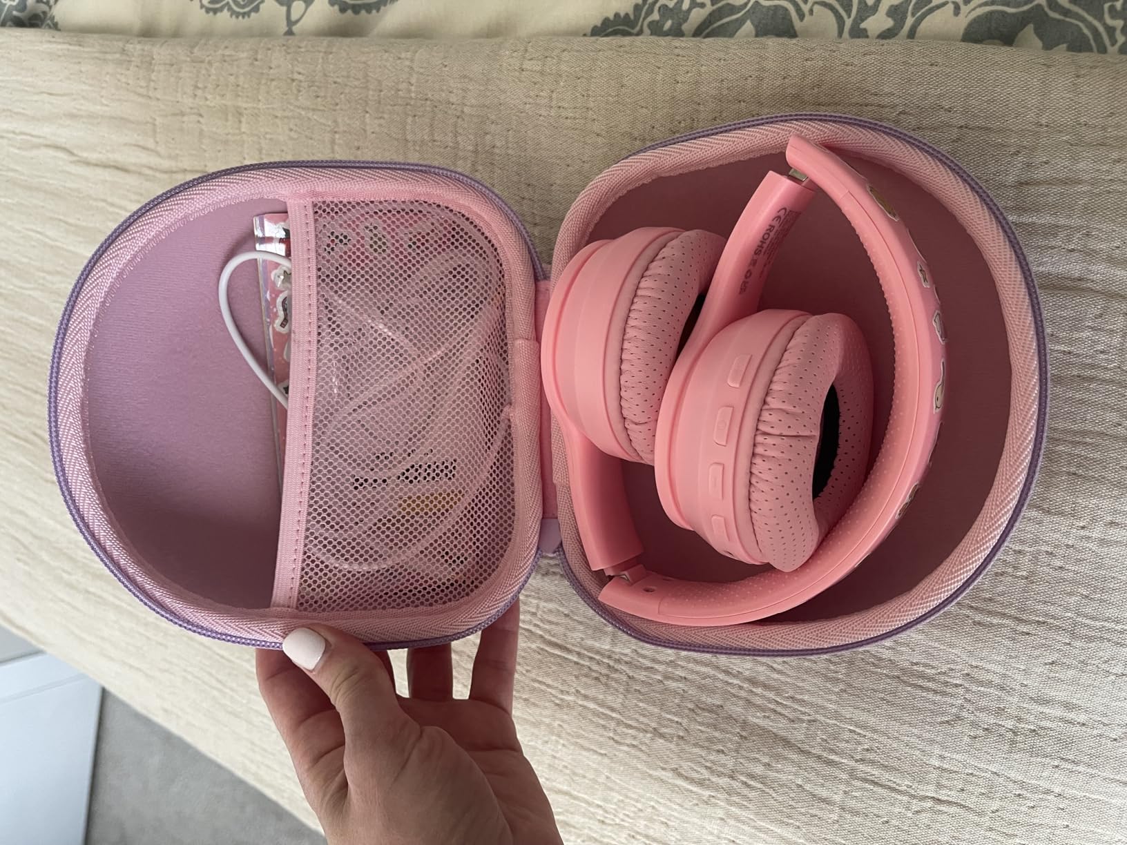 MIDOLA Kids Headphones Bluetooth 5.4 Wireless 68H Play Time Volume Limit 85/94dB Over-Ear Foldable Headset, Type-C Fast Charging, with Wired Aux Mic for Toddler Child Pad Tablet Pink customer photo 2