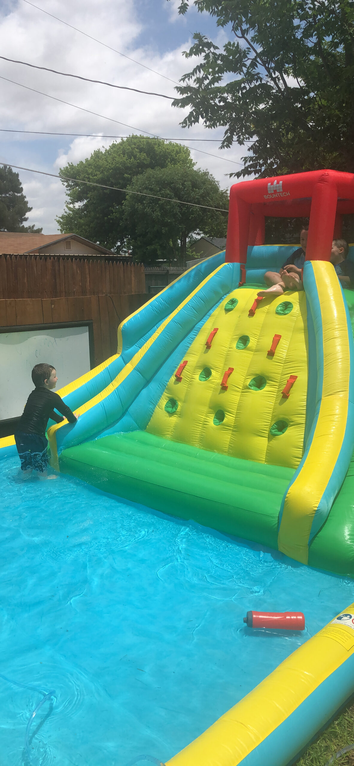 BOUNTECH Inflatable Water Slide Park, 15x12FT Double Slides Kids Mega Waterslide for Outdoor Racing Fun, Heavy Climbing Wall, Blow up Water Slides Inflatables for Big Kids Backyard Party Gifts customer photo 1