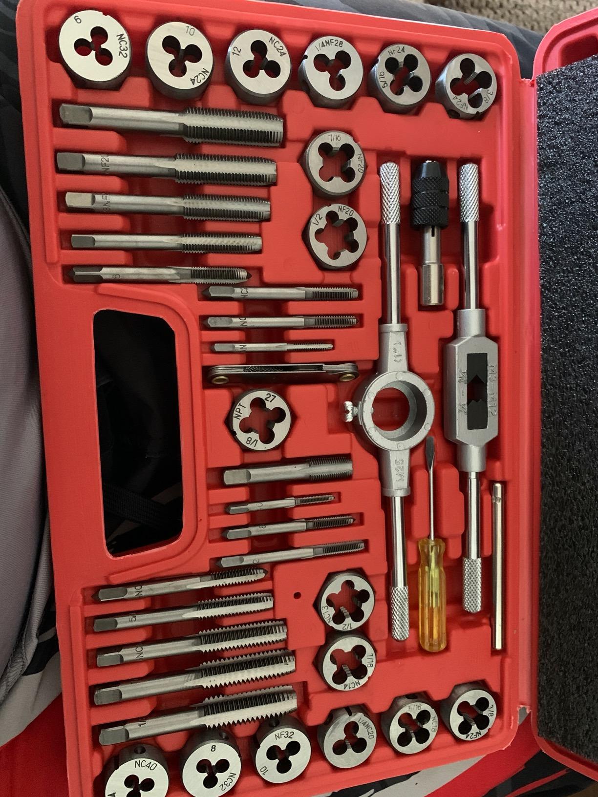 Orion Motor Tech SAE Tap and Die Set Standard | #4, 6, 8, 10, 12, 1/4, 5/16, 3/8, 7/16, 1/2