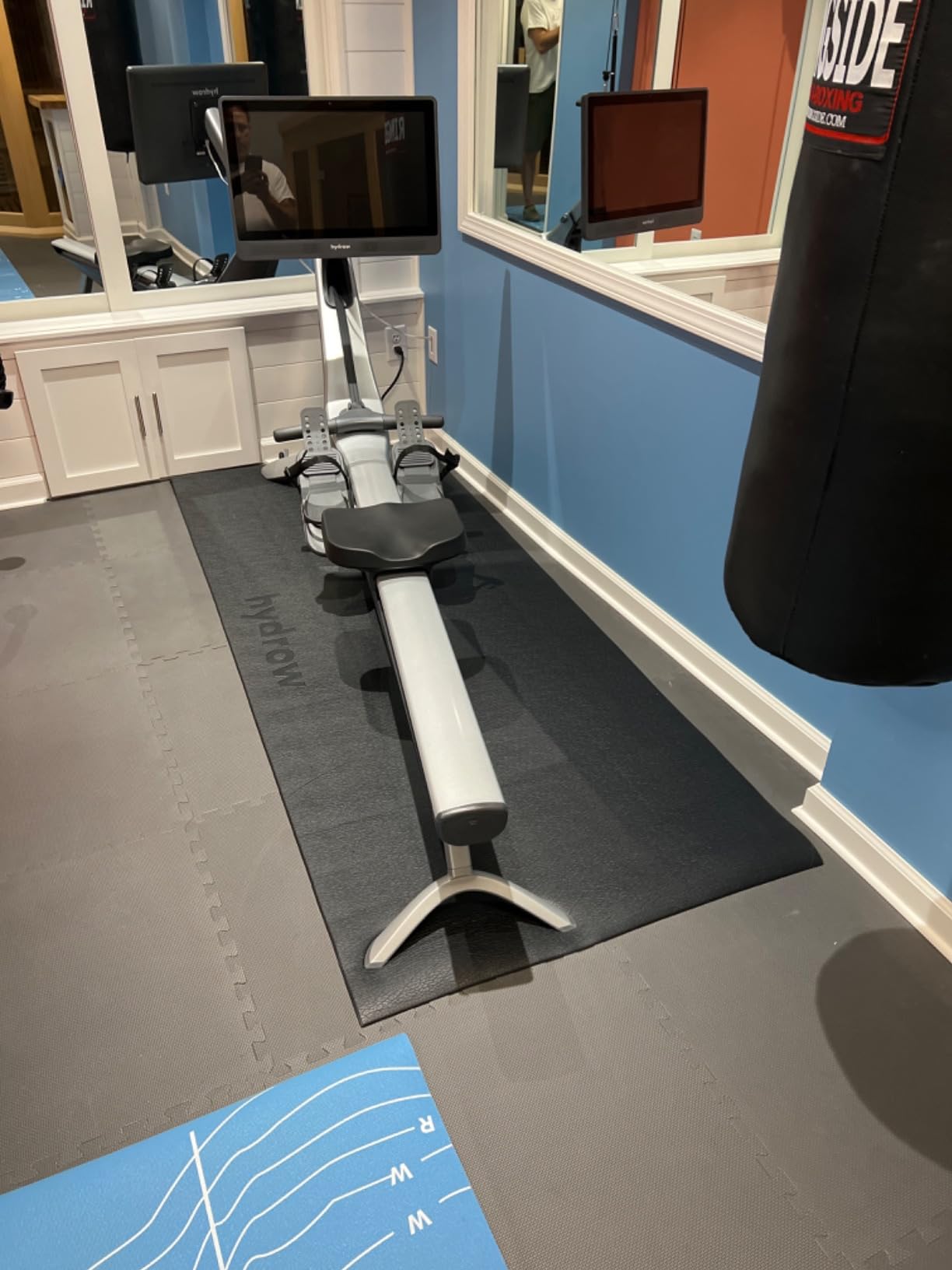 Under Machine Mat for Exercise Equipment, Non-Slip Exercise Mat for Stability and Floor Protection, Suitable for Rowing Machine, Treadmill, Bike and Home Workout (3'L x 7.5'W X 0.125' Thick) customer photo 2