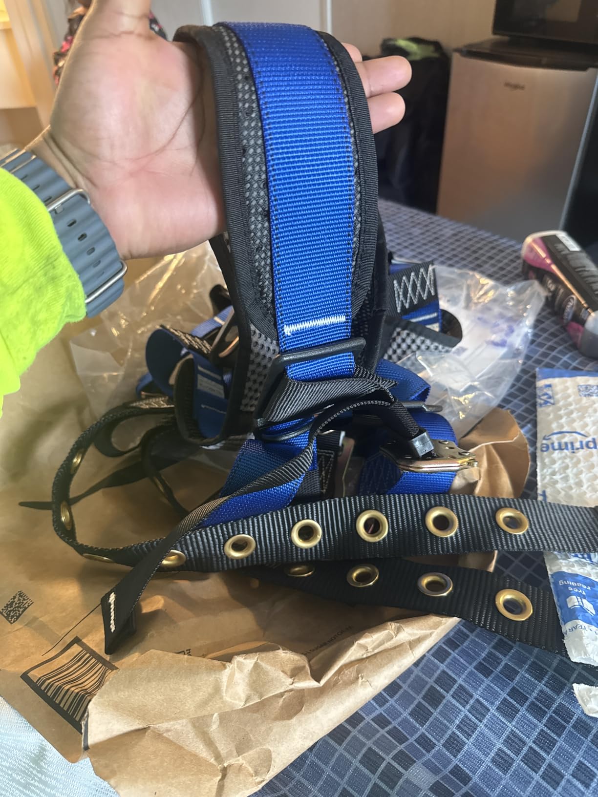 Palmer Safety Full Body Harness with 5 Point Adjustment, Dorsal D-ring, Grommet Legs, Two Side D Rings, and Fall Indicators customer photo 1