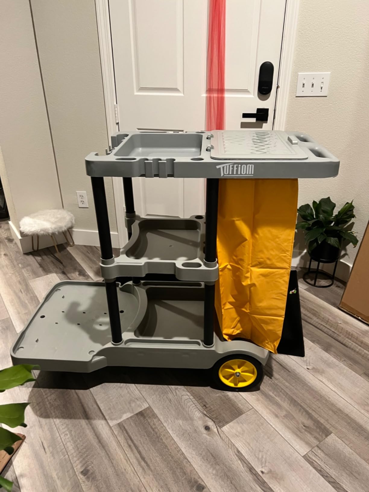 TUFFIOM Extra Large Commercial Traditional Cleaning Janitorial 3-Shelf Cart, 500 Lbs Capacity Housekeeping Cart, 42.5