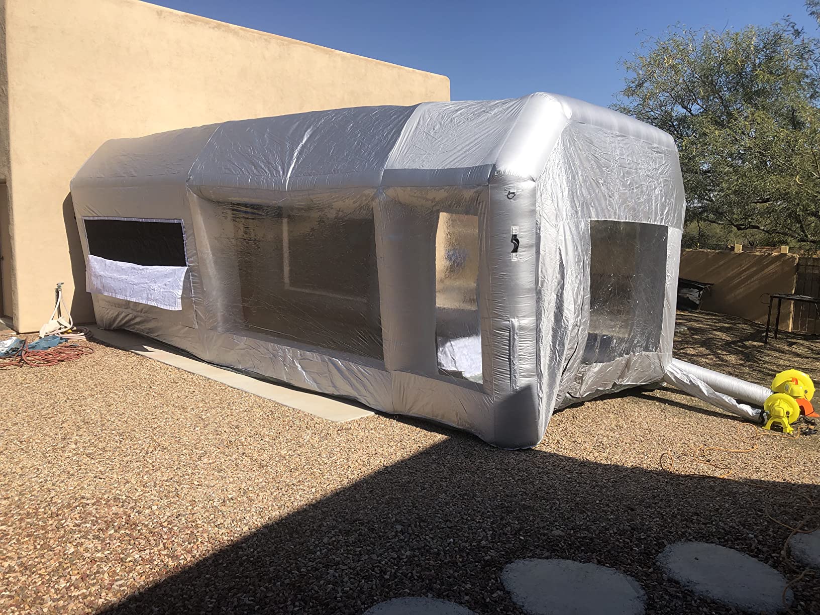 GORILLASPRO Portable Inflatable Paint Booth 21X13X9Ft with 680W Blower,Inflatable Spray Booth,Upgrade Air Filter System Environment Friendly,More Durable Portable Spray Painting Tent customer photo 1