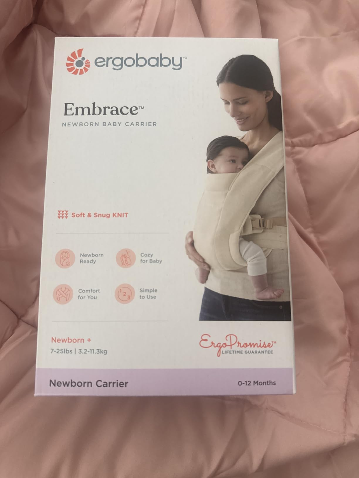 Ergobaby Embrace Newborn Baby Carrier for Infants 0-12 Months (7-25 lbs) - Ergonomic 2-Position Infant Carrier with Head and Neck Support, Hip-Healthy Positioning, Blush Pink customer photo 1