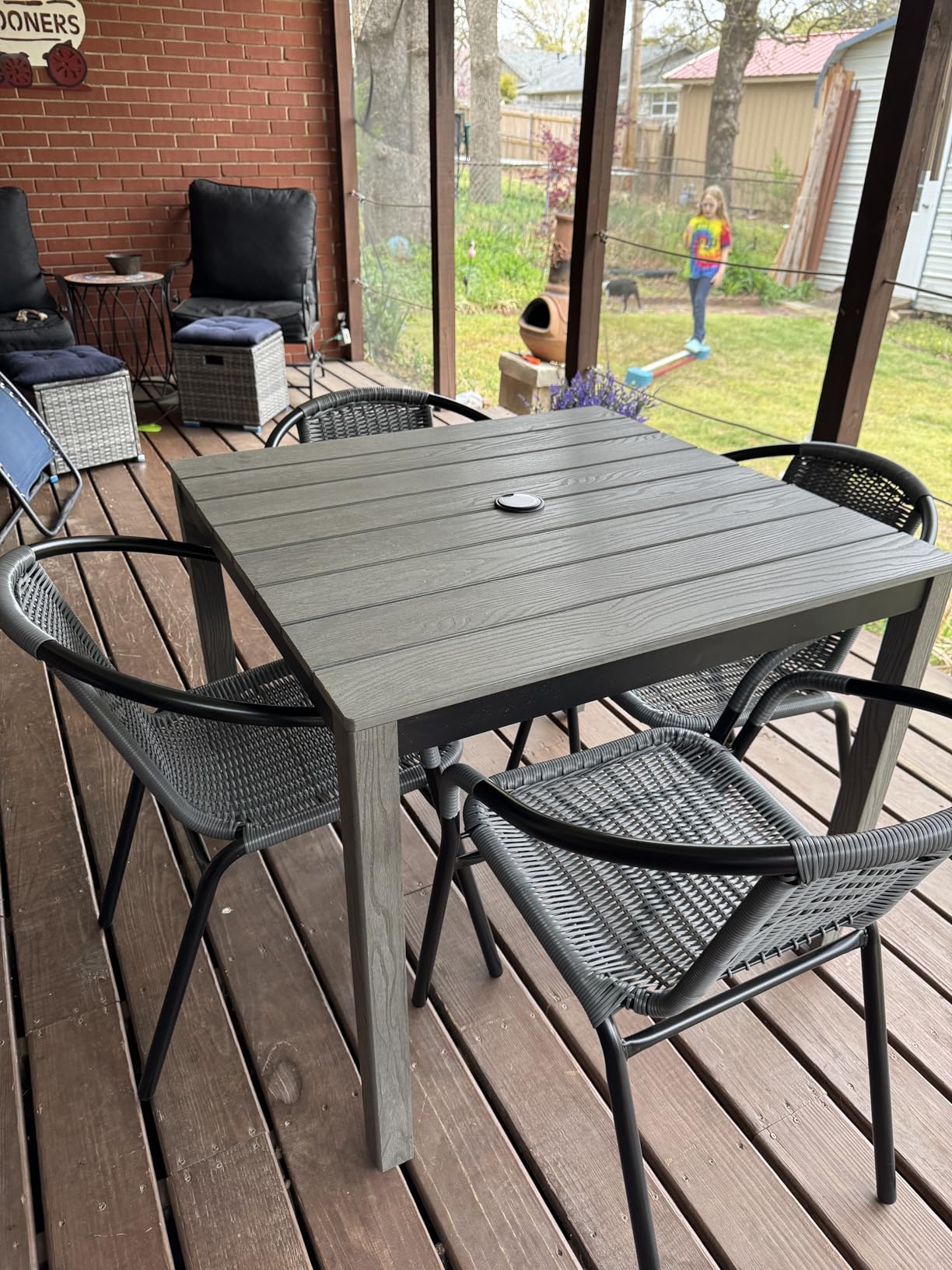 Flash Furniture Lila Modern Rattan Indoor/Outdoor Stackable Dining Chairs, Stacking Rattan Bistro Chairs for Patio or Restaurant, Set of 2, Brown customer photo 1