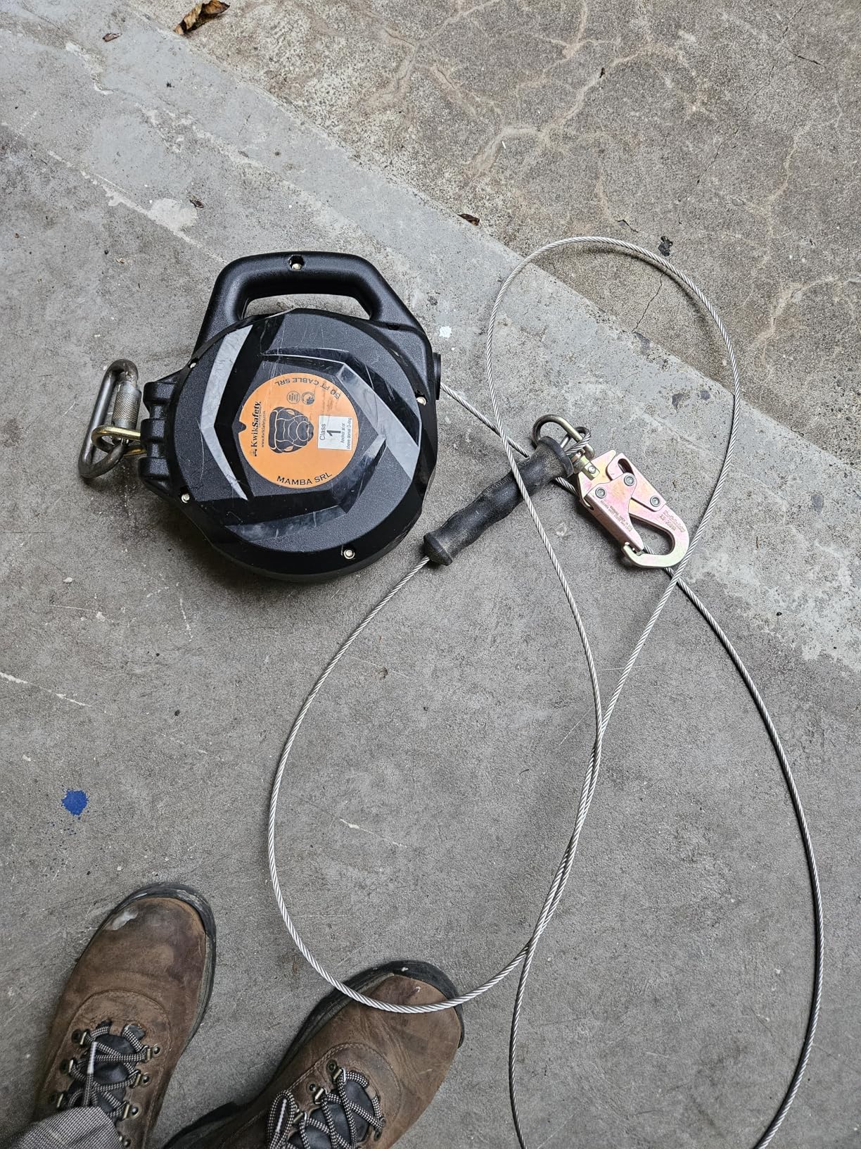 KwikSafety Mamba 50' Self Retracting Lifeline [Carbonate + Integrated Handle] Class 1 Cable SRL ANSI OSHA Retractable Fall Arrest Safety Roofing Construction Gear customer photo 2