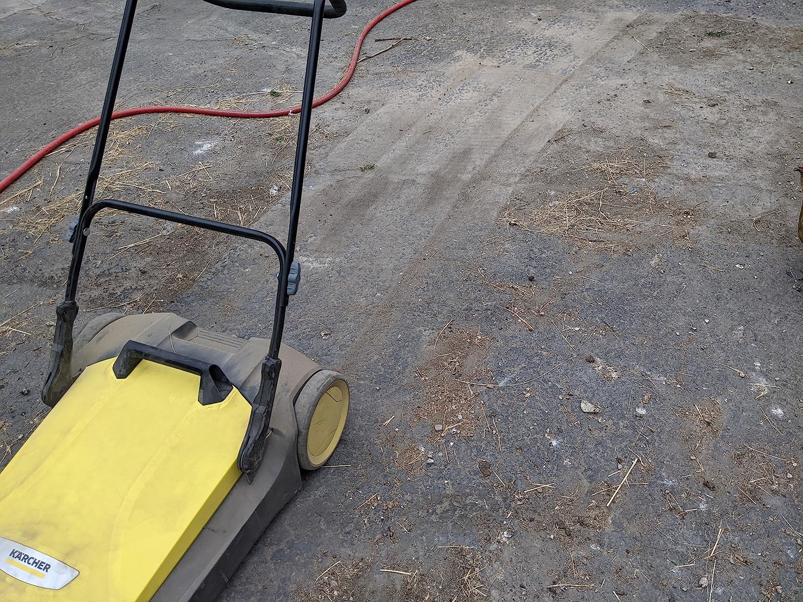 Karcher Walk Behind Outdoor Push Sweeper S 4 Twin for Workshops, Warehouses or Garages - 5X Faster Than a Push Broom, 5.25 Gallon Capacity, 26.8