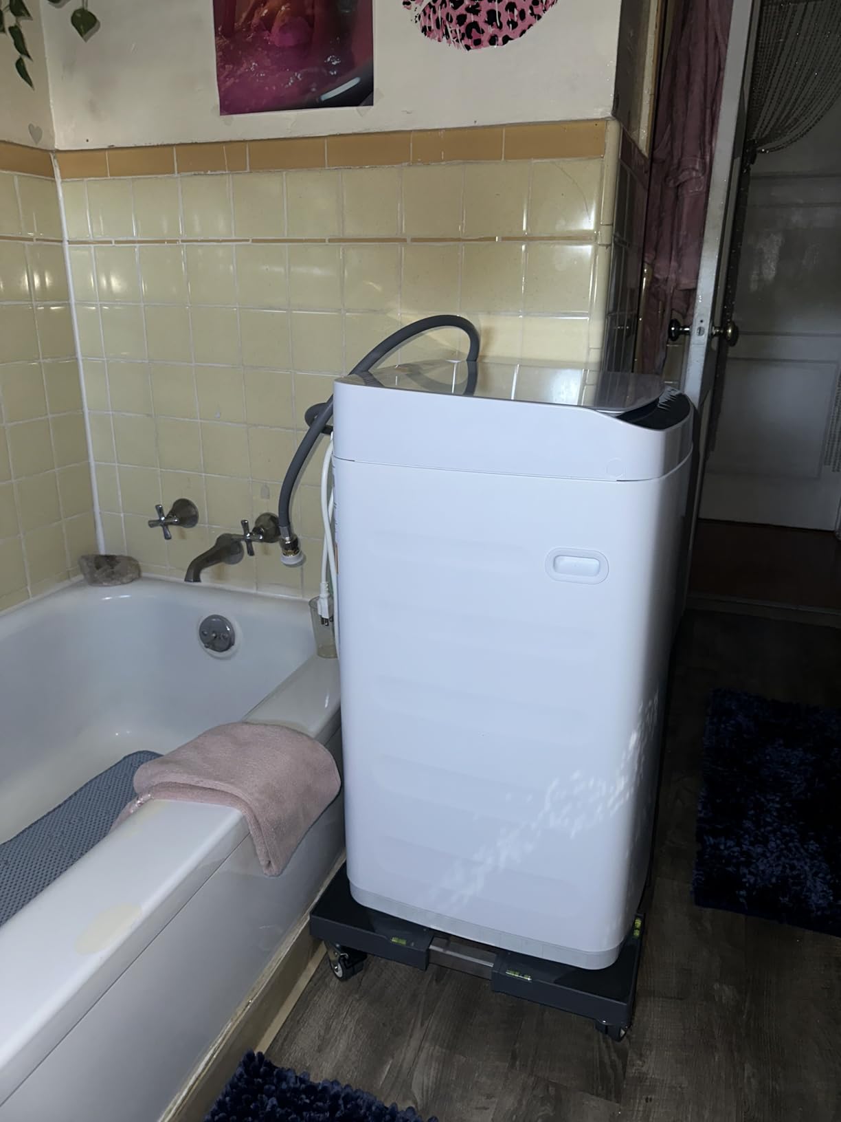 W B D WEIBIDA Appliance Dolly Cart with 4 Locking Twin Wheels Mini Fridge Stand Adjustable Furniture Mover Mobile Roller Base for Washing Machine, Dryer, Refrigerator, Laundry Pedestal customer photo 2
