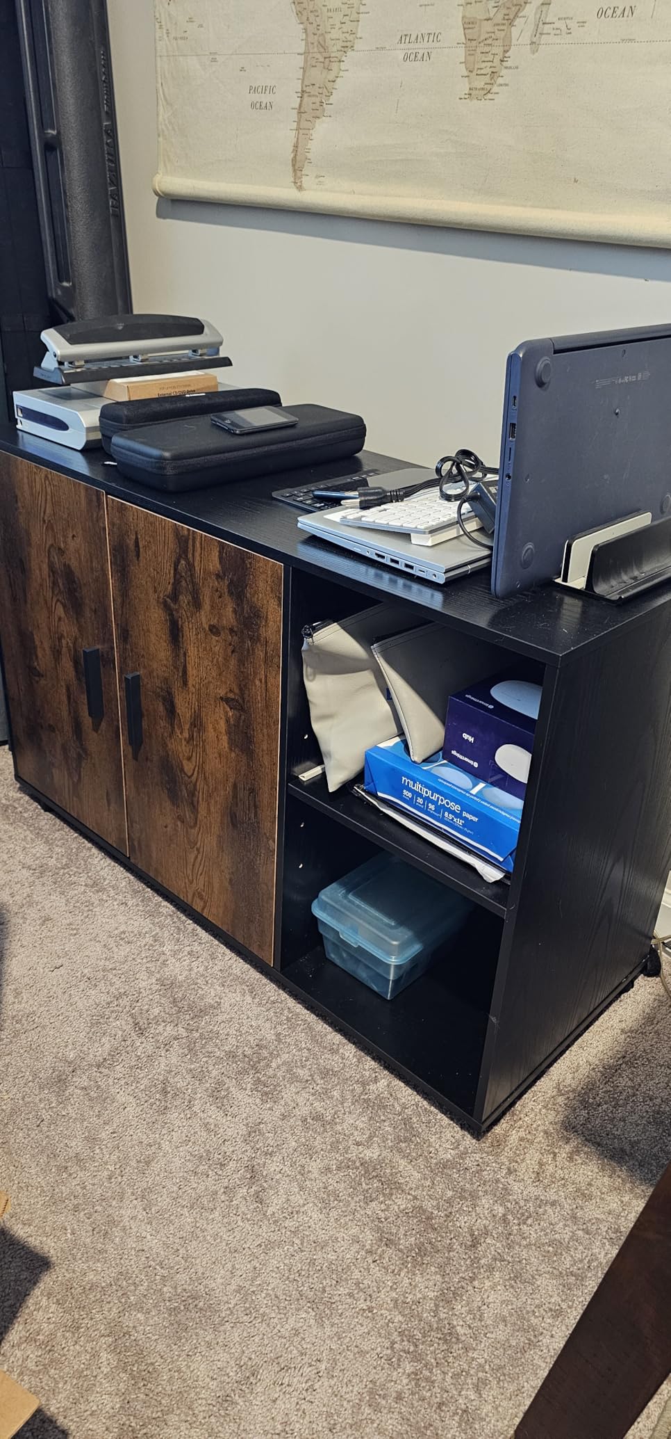 DEVAISE Office Storage Cabinet with Doors and Shelves, Lateral Printer Stand for Office Supplies and File Storage, Filing Cabinet for Home Office, Black customer photo 2