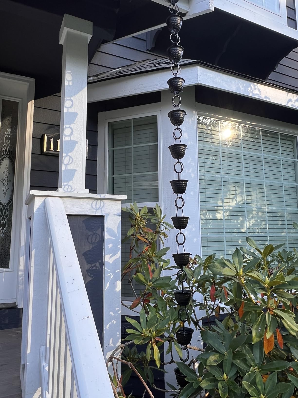 Monarch Rain Chains for Gutters Aluminum - 8.5 ft Hammered Black Rain Chain for Outside, Decorative Heavy Duty Gutter Catcher Downspout Replacement, Modern Durable Hanging Gutter Chain for Outdoor customer photo 1
