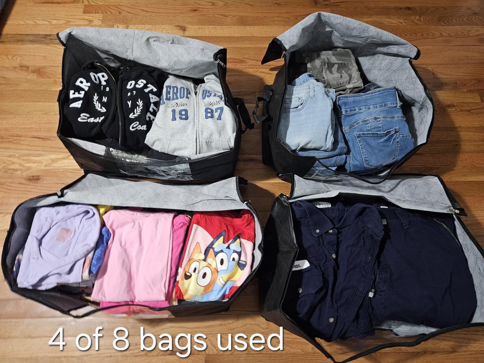 Fab totes 6 Pack Storage Bags for Clothes and Blanket, Foldable Closet Organizers and Storage with Zippers, Clear Window and Handles, Fabric Storage Bins for Sweater, Comforter, Bedding, Linen Sheets customer photo 2