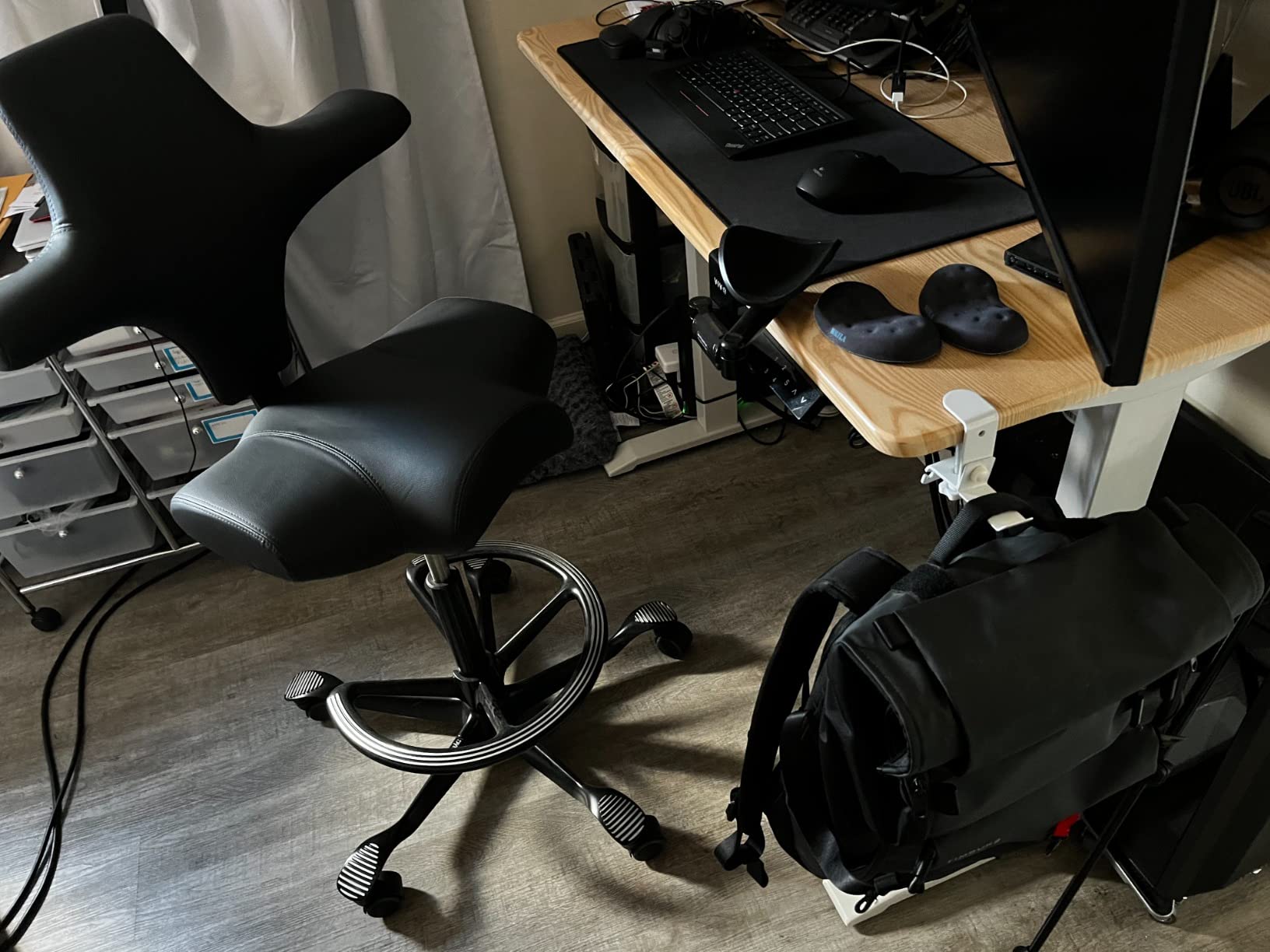 Capisco Puls Adjustable Sit to Stand Desk Chair - Black Frame - Black Partial Cushion customer photo 1