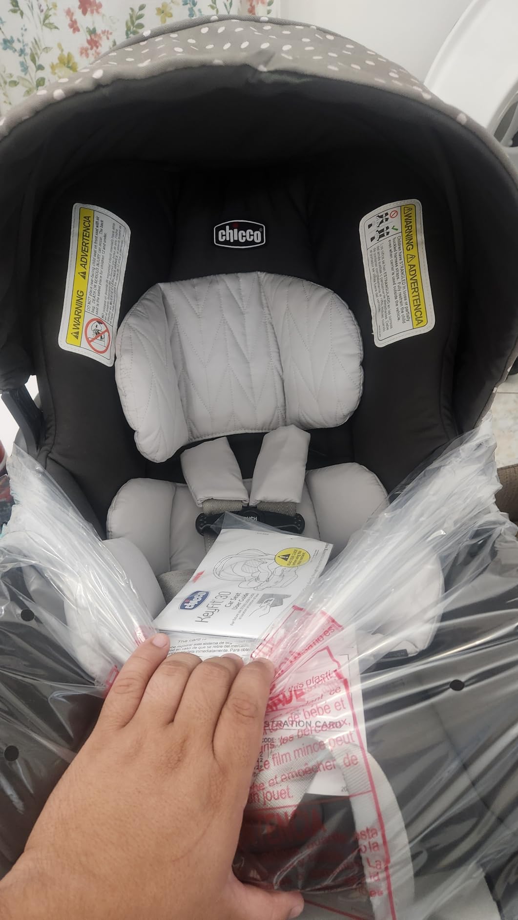 Chicco KeyFit 30 Infant Car Seat and Base, Rear-Facing Seat for Infants 4-30 lbs., Infant Head and Body Support, Compatible with Chicco Strollers, Baby Travel Gear, Calla/Grey customer photo 1
