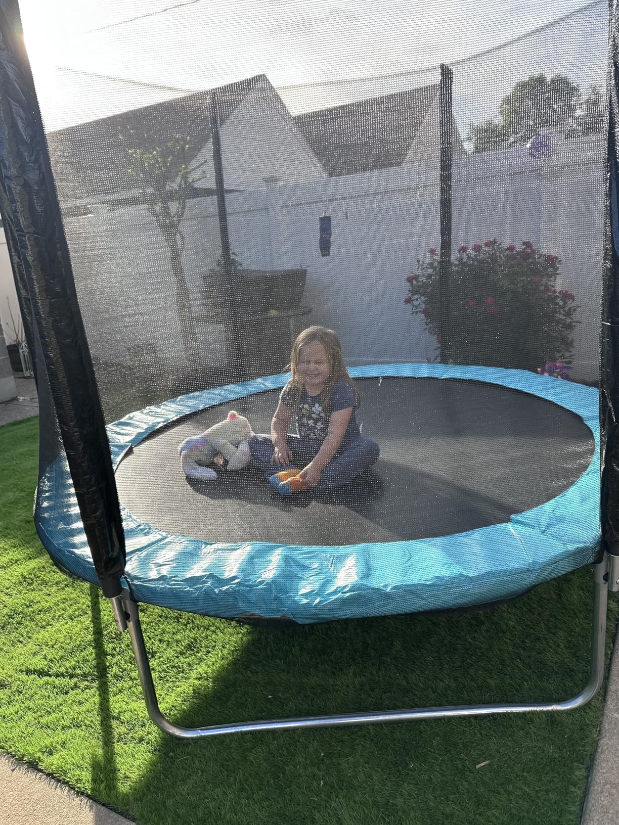 AOTOB 8FT 10FT 12FT 14FT 15FT Trampoline with Safety Enclosure Net, Outdoor Trampoline with Basketball Hoop, Heavy Duty Jumping Mat and Spring Cover Padding customer photo 2