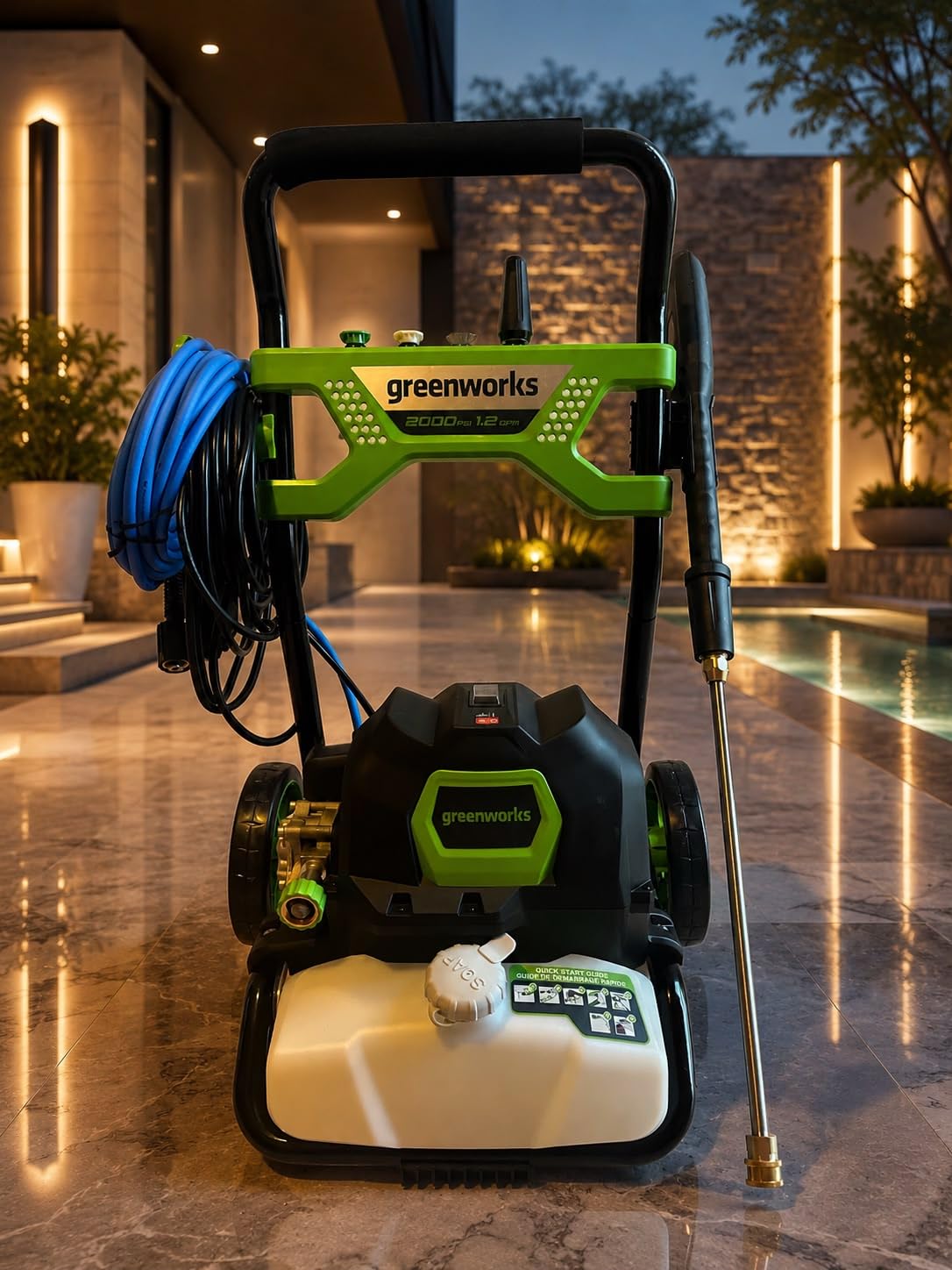 Greenworks 2000 PSI (1.2 GPM) Electric Pressure Washer (25, 40, Soap, and Turbo Nozzle) For Use On Decks, Fences, Concrete Patios, Sidewalks & More. Medium-Duty customer photo 1