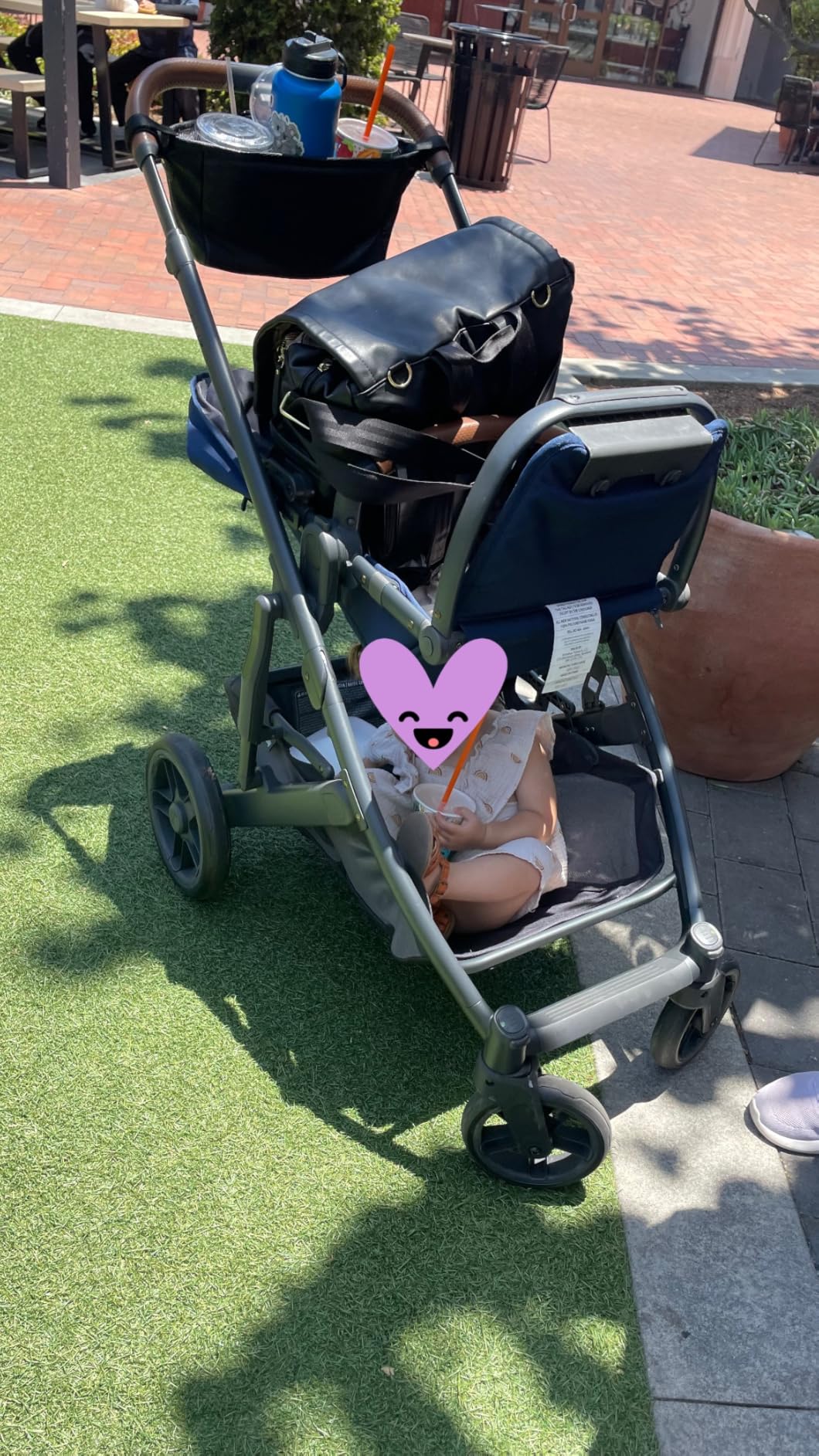 UPPAbaby Cruz V2 Stroller/Full-Featured Stroller with Travel System Capabilities/Toddler Seat, Bumper Bar, Bug Shield, Rain Shield Included/Greyson (Charcoal Melange/Carbon Frame/Saddle Leather) customer photo 2