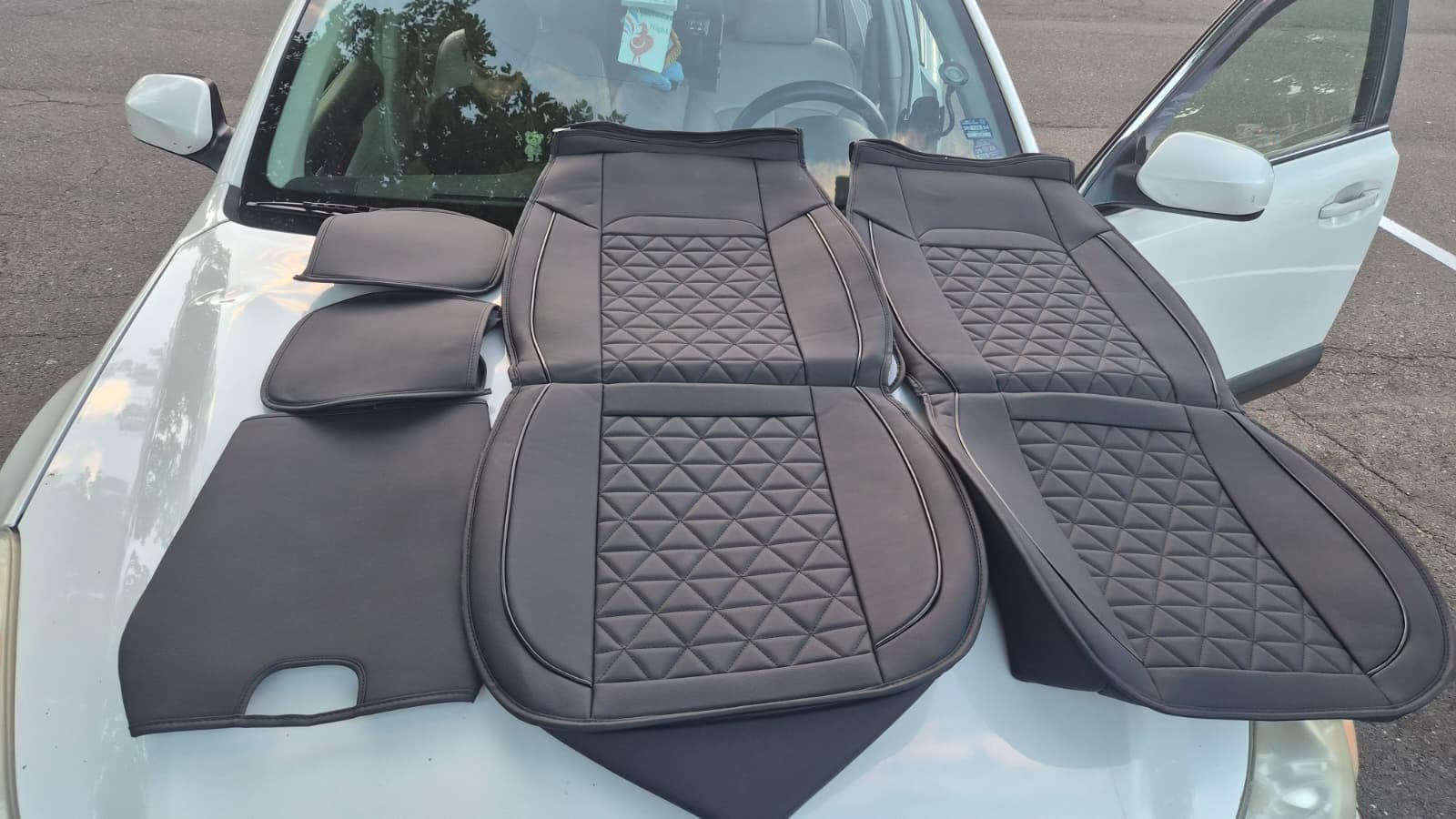 Coverado Ram Seat Covers Full Set, Waterproof Ram 1500 Seat Cover Compatible with 2002-2026 Dodge RAM 1500 2500 3500 Crew Quad Cab with Curved Bench, Black customer photo 1