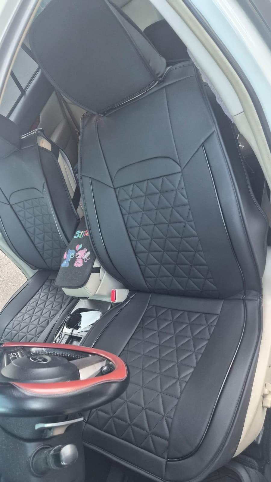 Coverado Ram Seat Covers Full Set, Waterproof Ram 1500 Seat Cover Compatible with 2002-2026 Dodge RAM 1500 2500 3500 Crew Quad Cab with Curved Bench, Black customer photo 2