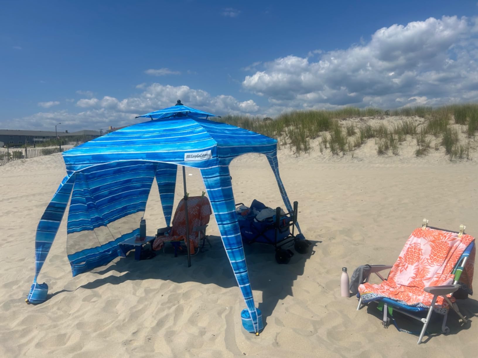 Beach Cabana Canopy Shelter - Sun Shade Tent - 6' X 6' - UPF 50+ - Waterproof - Easy Setup - 2 Layer Wind Vent Umbrella - 6 Ft X 6 Ft - BONUS sidewall - Beach, Lake, Park for Family - 2 to 4 People customer photo 2