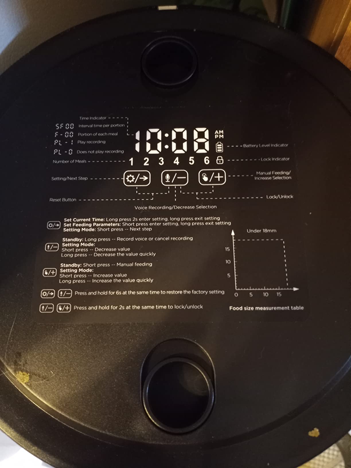 Petory Timed Automatic Cat Feeders - 4L Programable Dry Food Dispenser for Cats and Small Medium Dogs 6 Meals with Desiccant Bag Dual Power Supply 10S Voice Recorder customer photo 2