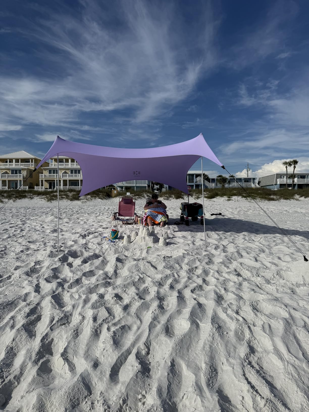 Grande Portable Beach Tent Sun Shelter - Lightweight Beach Shade Canopy - Easy Setup for Family Outings - Patented Reinforced Corners - UPF 50+ Sun Protection - 7ft Tall, 9 x 9ft customer photo 1