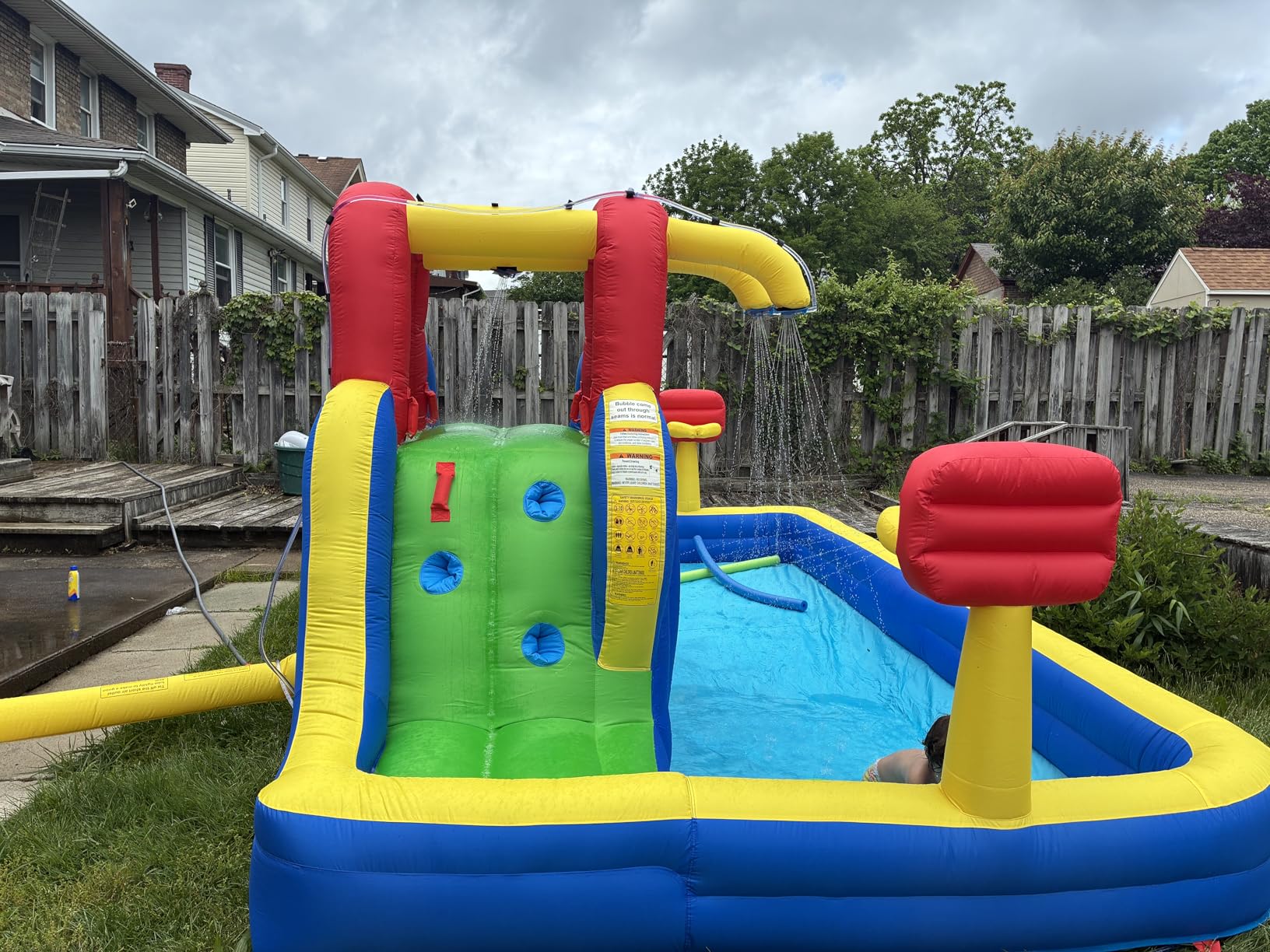 WELLFUNTIME Inflatable Water Park with Blower, Bouncy Castle with Water Cannon and Double Basketball Rings customer photo 2