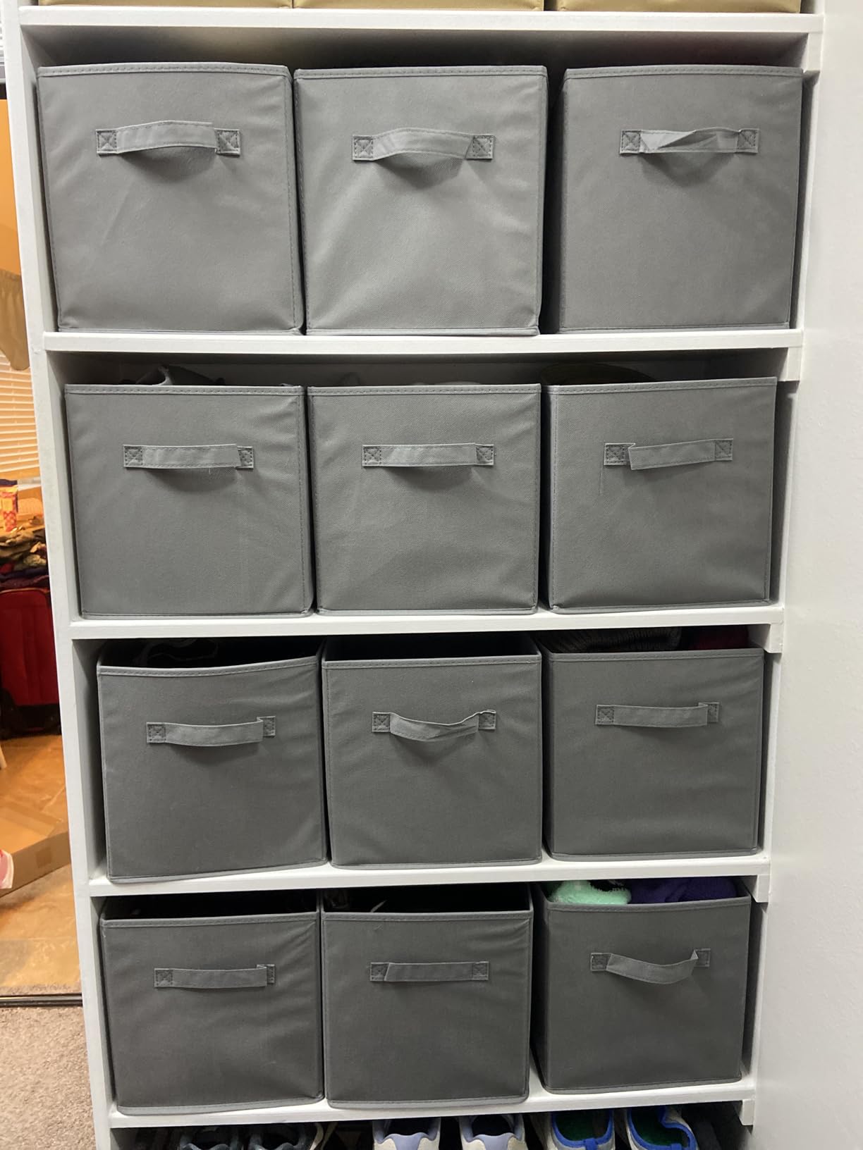 Amazon Basics Collapsible Fabric Storage Cube Bins Organizer with Handles for Organization and Organizing Solution, 13