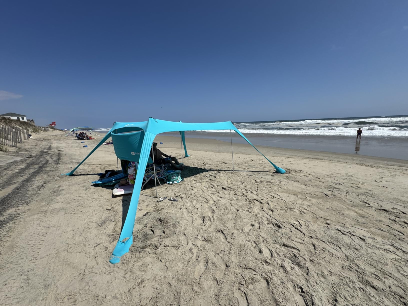 Beach Canopy Tent Shade with Sidewalls 10x10FT, 6.6FT Tall, UPF50+ Sun Shelter, Windproof & Water Resistant, Includes Guylines Sand Shovel Stability Poles, Easy Up for Beach Outdoor Camping Backyard customer photo 2