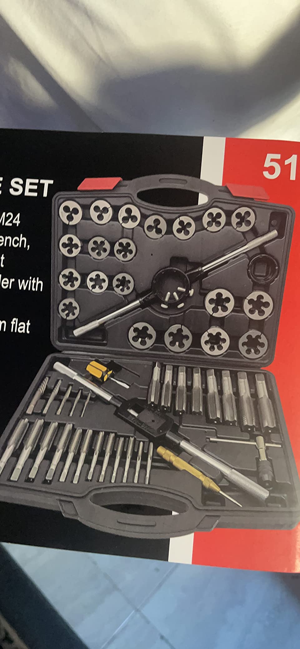 TOMMARS 51-Pc 1/4-20 to 1-14 Jumbo Tap and Die Set SAE Round Threading Dies for Threading and Rethreading Internal and External Threads customer photo 1