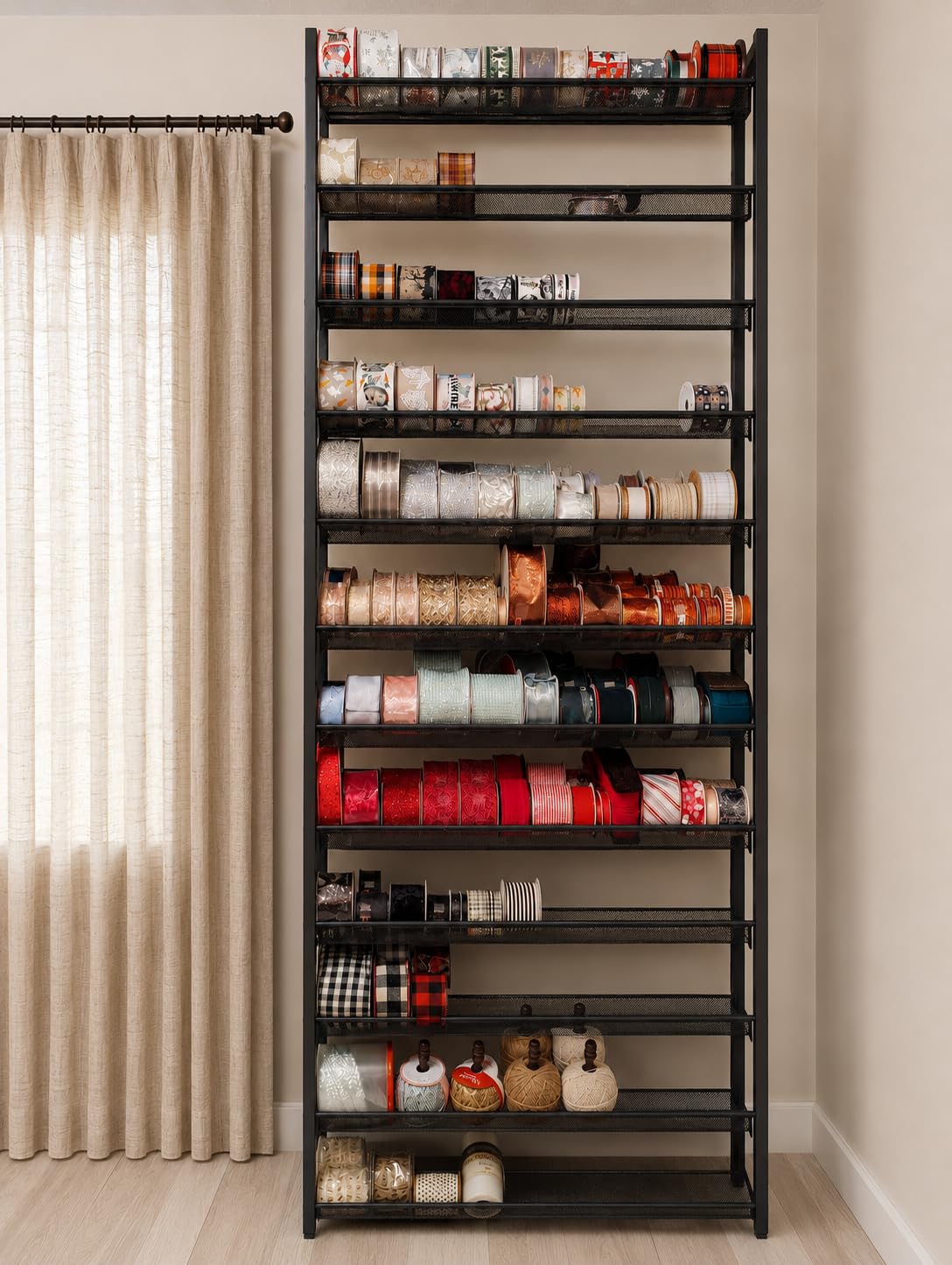 SONGMICS Shoe Rack, 12-Tier Shoe Organizer, Metal Shoe Storage for Garage, Entryway, Set of 2 6-Tier Stackable Shoe Shelf, with Adjustable Flat or Angled Shelves, Holds 48-60 Pairs, Black ULMR12B customer photo 2