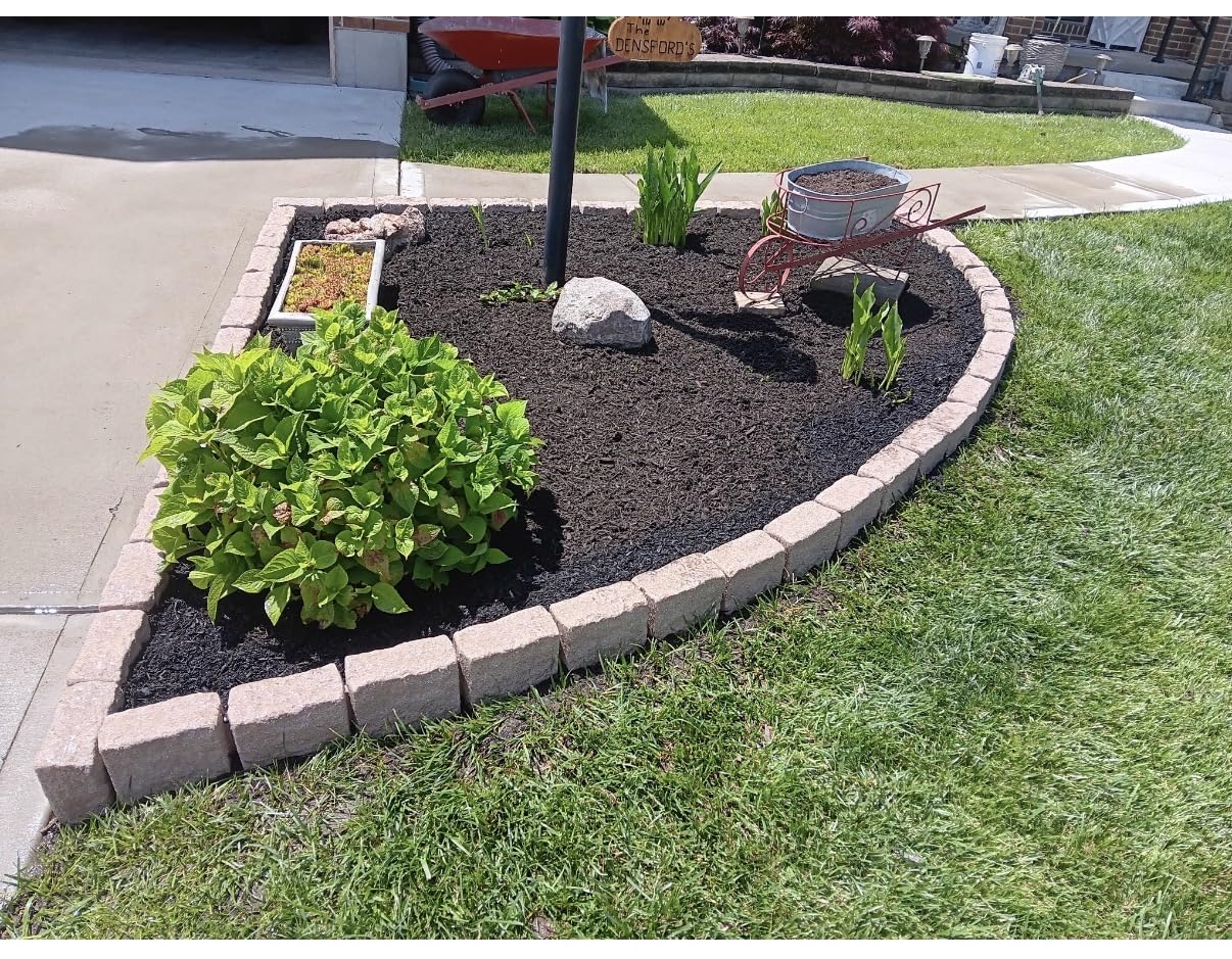 Beuta Landscape Edging | Garden Edging Border | Faux Stone Blocks for Lawn Edging, Flower Beds & Yard Edging - 1 Pack | Each Section Has 6 Blocks 48