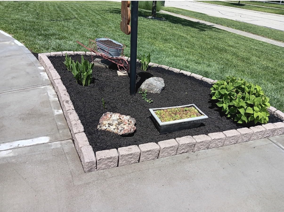 Beuta Landscape Edging | Garden Edging Border | Faux Stone Blocks for Lawn Edging, Flower Beds & Yard Edging - 1 Pack | Each Section Has 6 Blocks 48