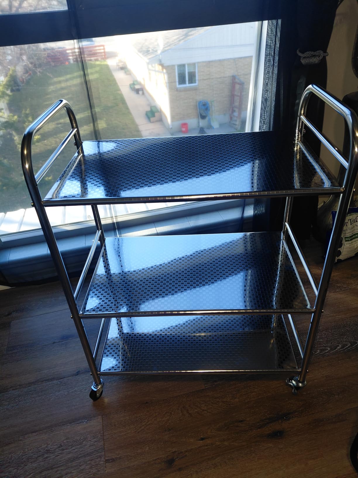susunnus Stainless Steel Cart with Wheels 3 Tier,Stainless Steel Kitchen Cart,Utility Cart,Metal Cart with Wheels,Suitable for Various Occasions,Movable,Gift Tools customer photo 2