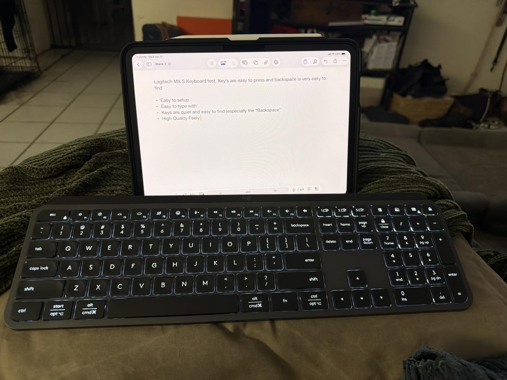 Logitech MX Keys S Wireless Keyboard, Low Profile, Fluid Precise Quiet Typing, Programmable Keys, Backlighting, Bluetooth, USB C Rechargeable, for Windows PC, Linux, Chrome, Mac - Graphite customer photo 2