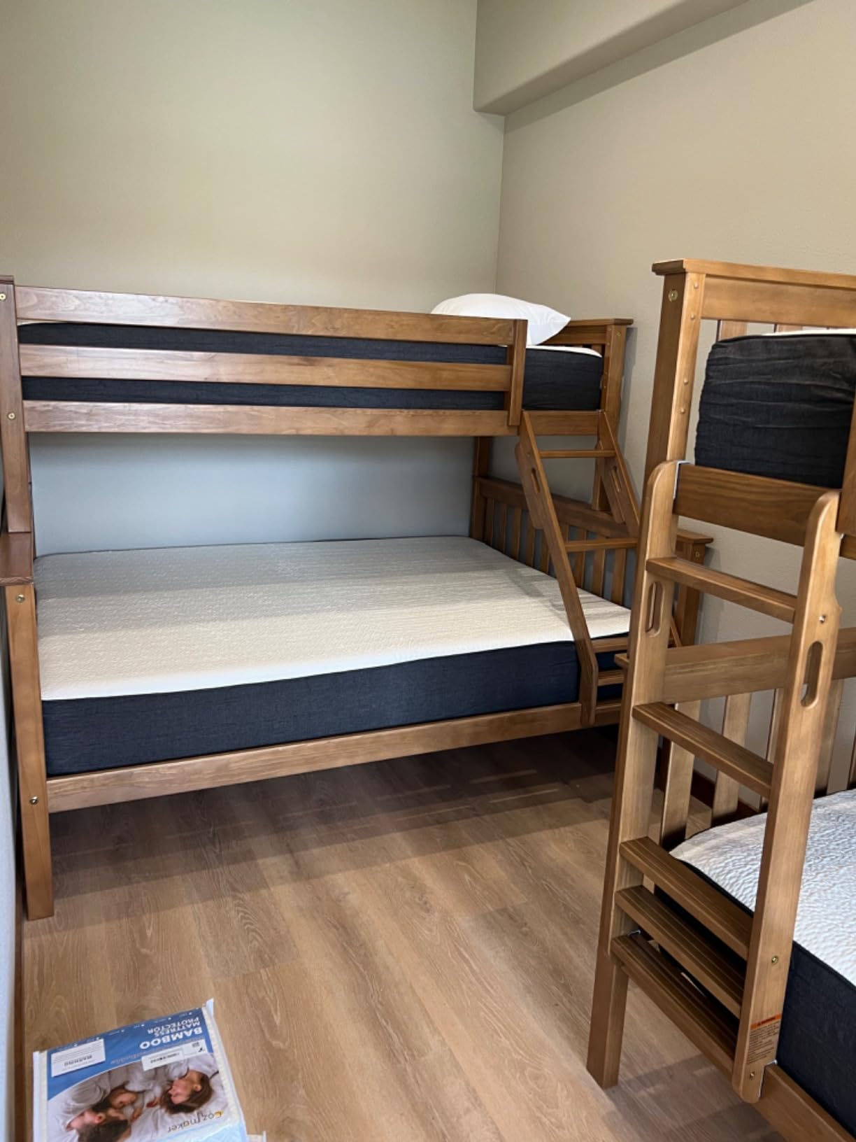 Plank+Beam Classic Wooden Bunk Bed Twin Over Full Size, Platform Bed Frame with Bunk Bed Ladder and Wood Slats for Adult, Space Saving Bed, Easy to Assemble, No Box Spring Needed, Walnut customer photo 1